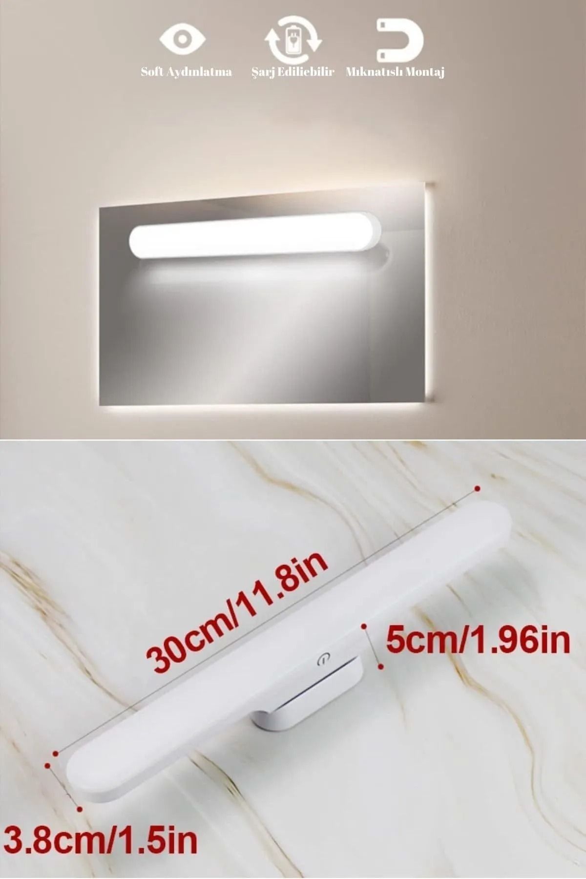 Martı Led Işık Micro Usb Şarjlı Kablosuz Led Lamba 3 Farklı Işık Led Aplik Dimlenebilir - 8