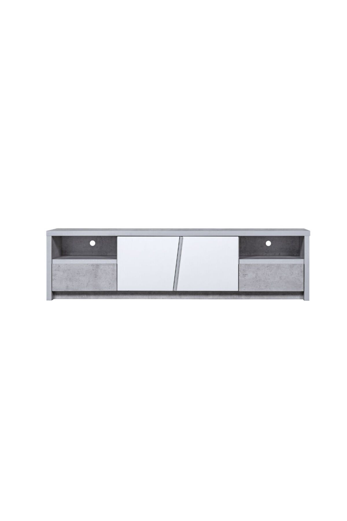 Generic-Rectangular TV Table 160 cm with Various Drawers in Gray and White 3