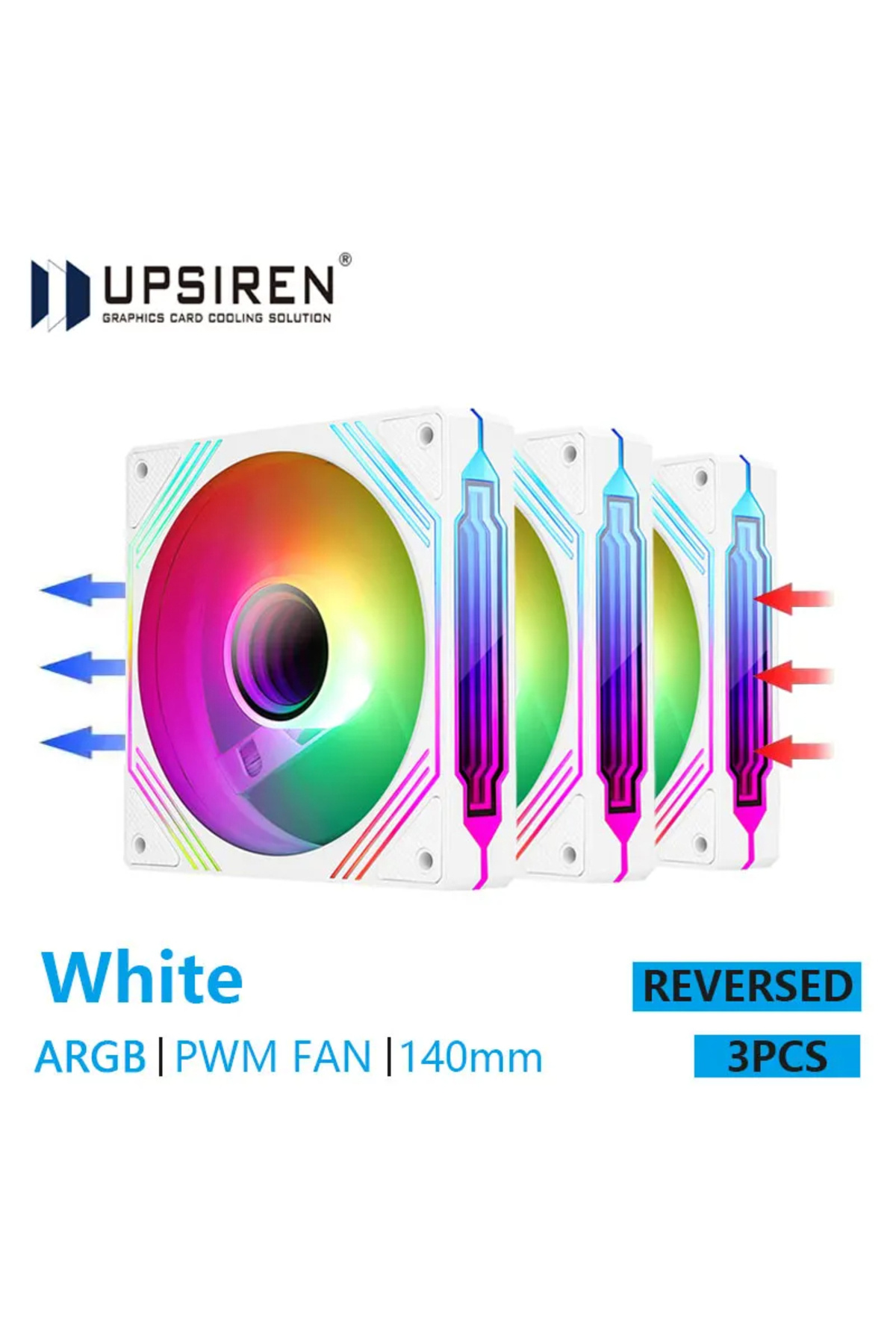 Choice5-A-RGB Other WT REVERSED 3PCS UPSIREN PF-14 PRISM 4PRO Computer Chassis Fan 140mm ARGB 4 Pin PWM Quie 1