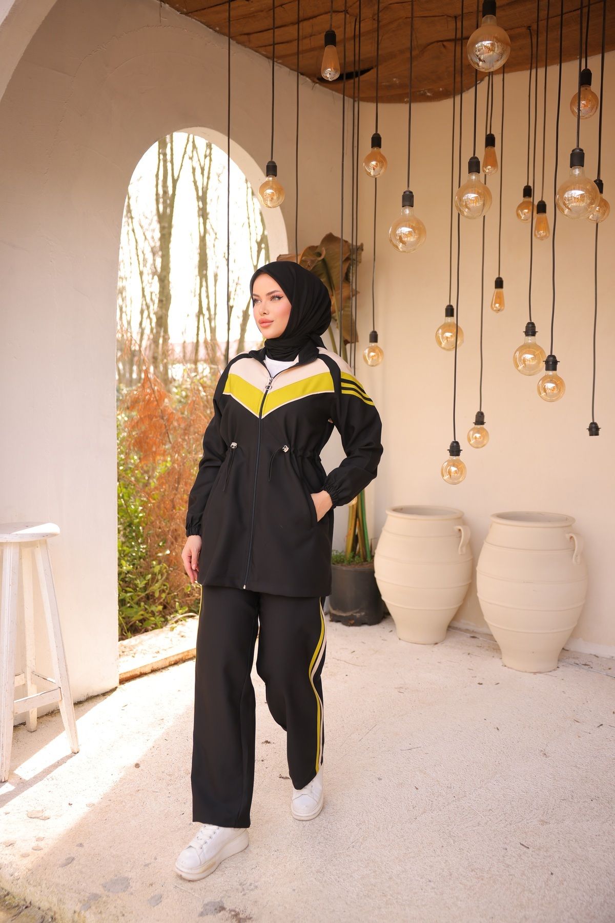 Ryzi Moda-Γυναικείο Σετ Φόρμα Hijab Σετ με φερμουάρ διπλό 2