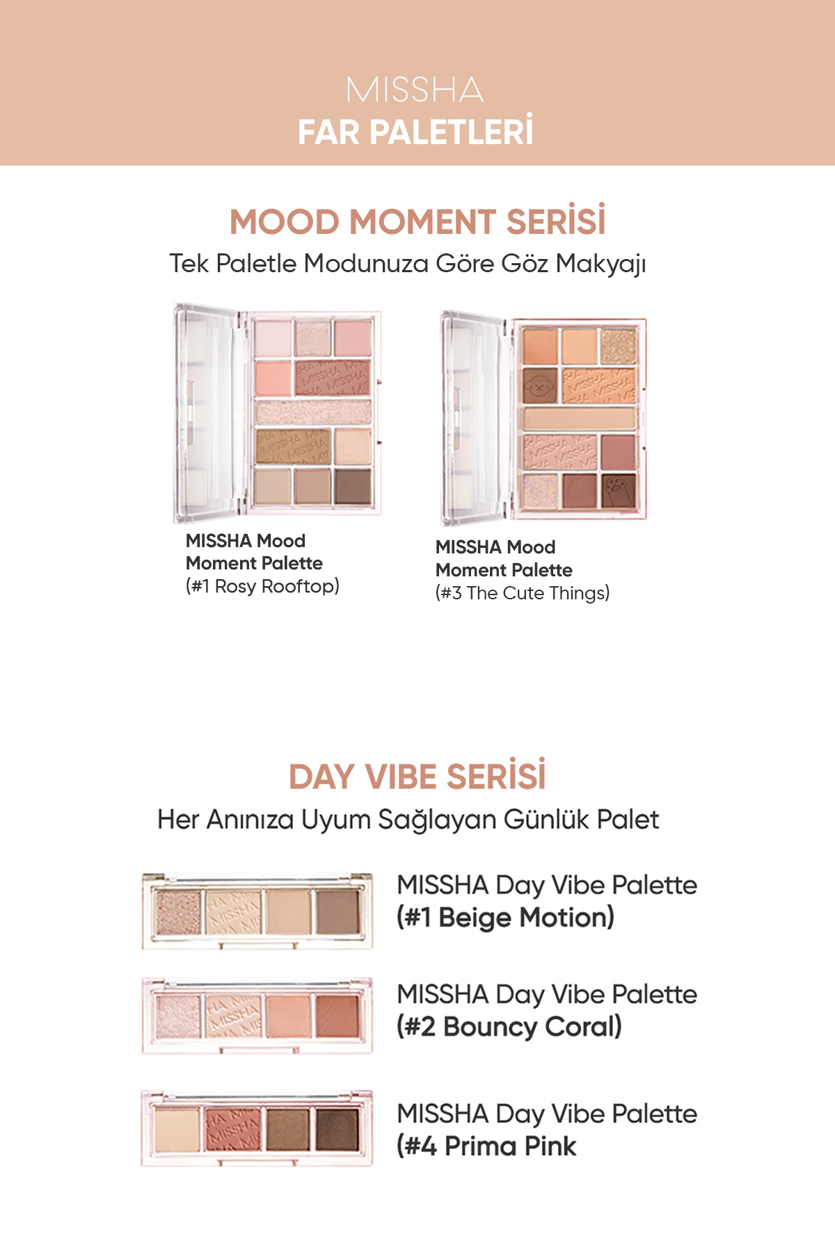 Mat ve Işıltılı Tonlar Barındıran Far Paleti Missha Mood Moment Palette (3 The Cute Things) — رنگارنگ 7480 — تصویر 8 از 8