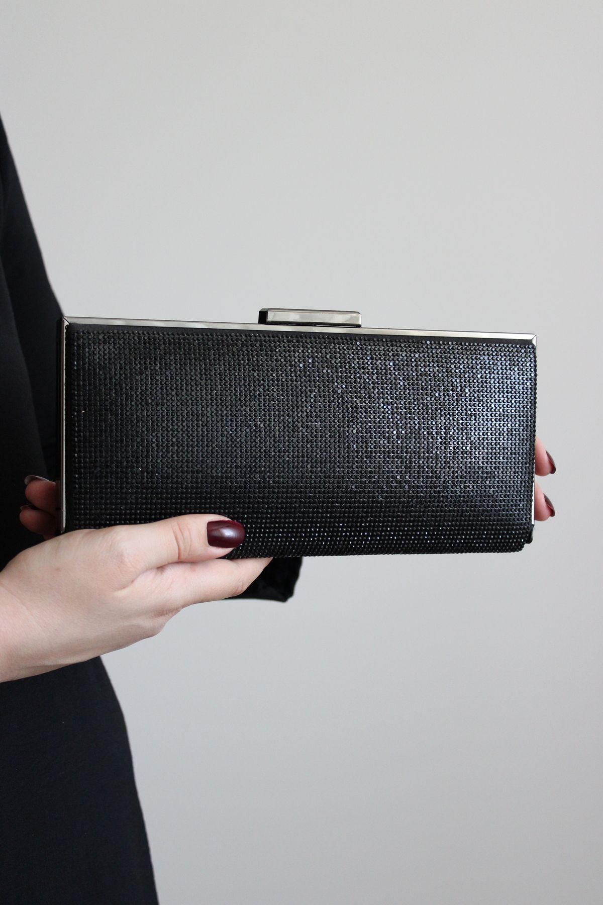 Mimoza Kadın Abiye - Çift Yön Taşlı Clutch – Zincir Askılı