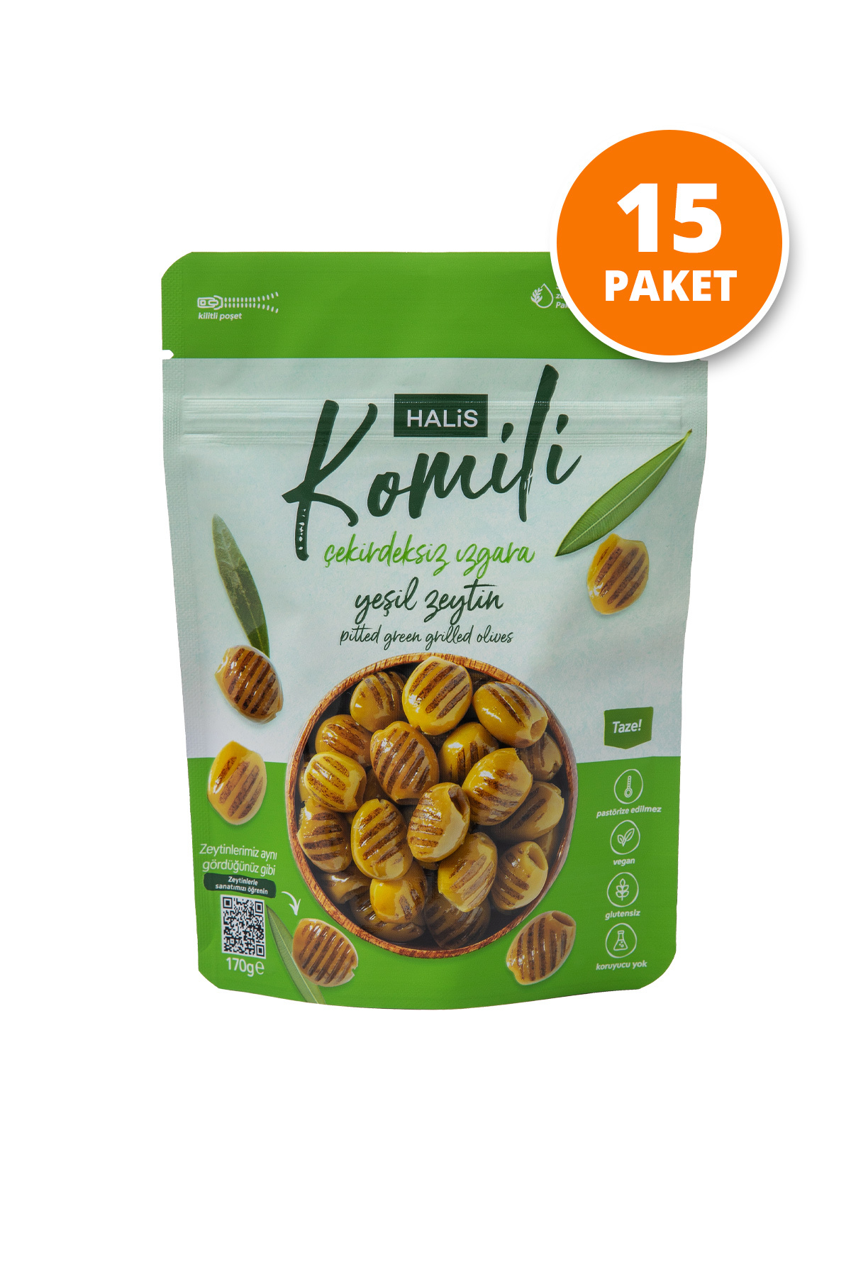 Komili Çekirdeksiz Izgara Yeşil Zeytin 15 X 170g - Fiyatı, Yorumları