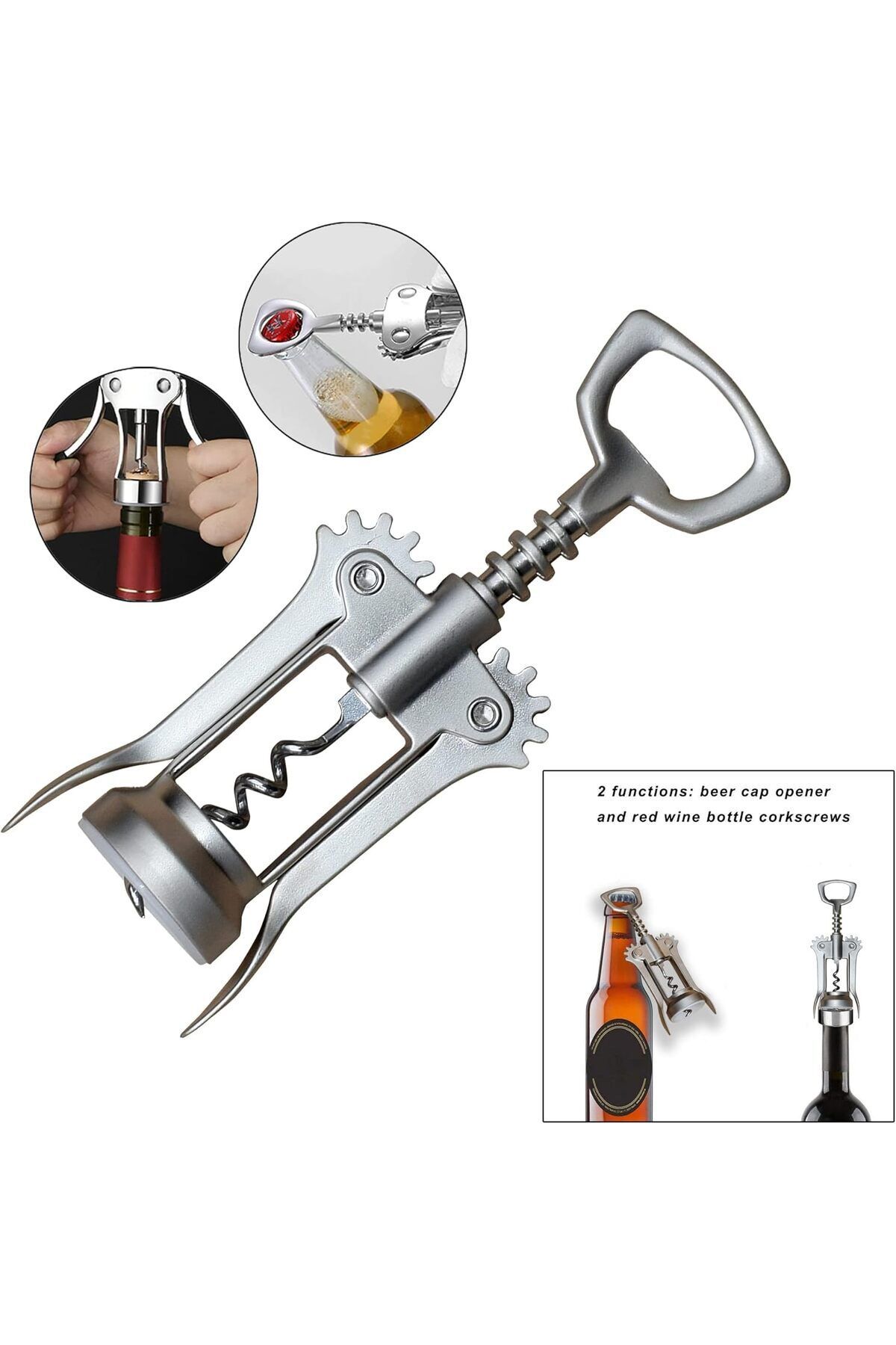 IKEA-Idealisk Corkscrew With Levers & Bottle Opener – Easy Uncorking Tool, Silver-matt Finish 3