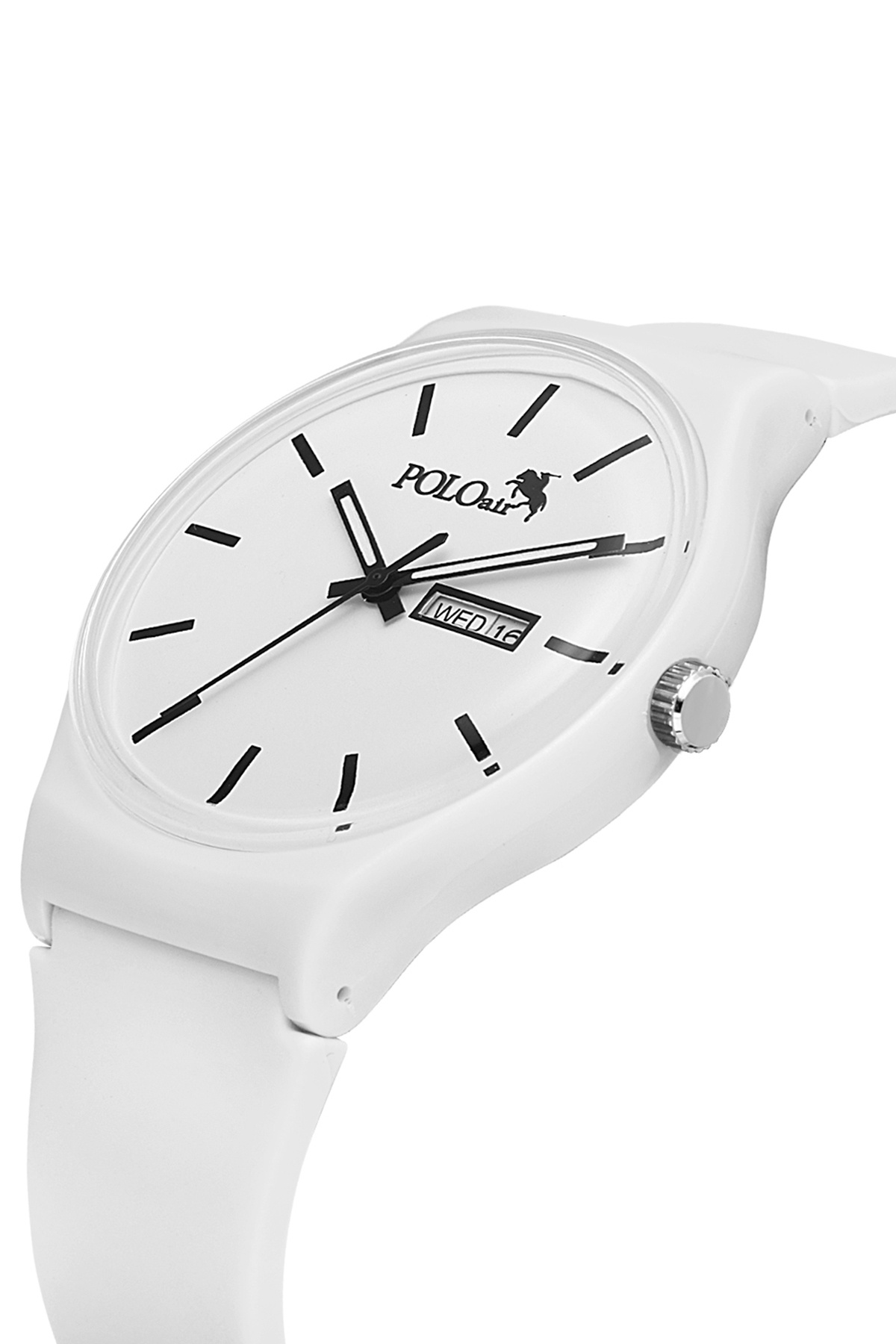 ساعت مچی بند سیلیکونی یکپارچه مدل روز و ماه، رنگ سفید، مناسب برای خانم‌ها و آقایان، PL-1481B1x