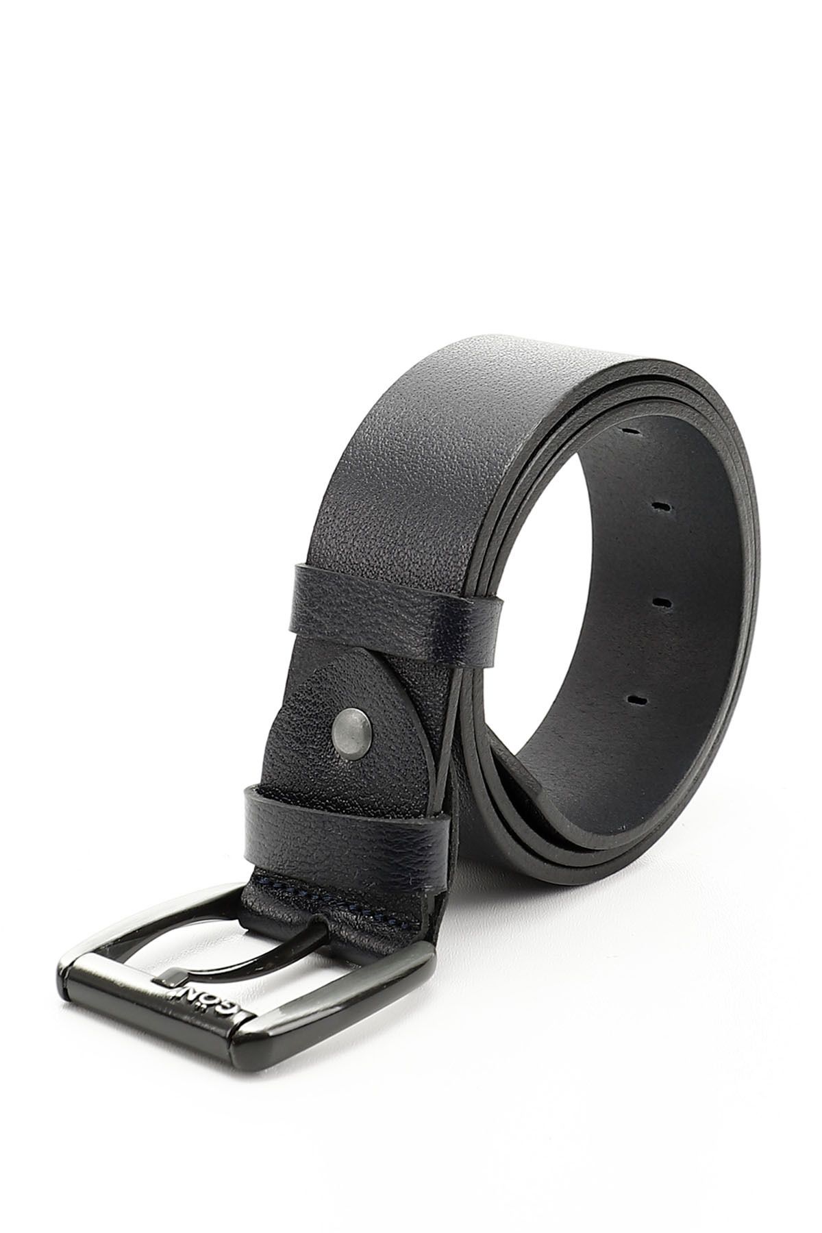 GÖNDERİ(R)-Men's Navy Blue Antique Genuine Leather 4.5 cm Jeans Belt 2