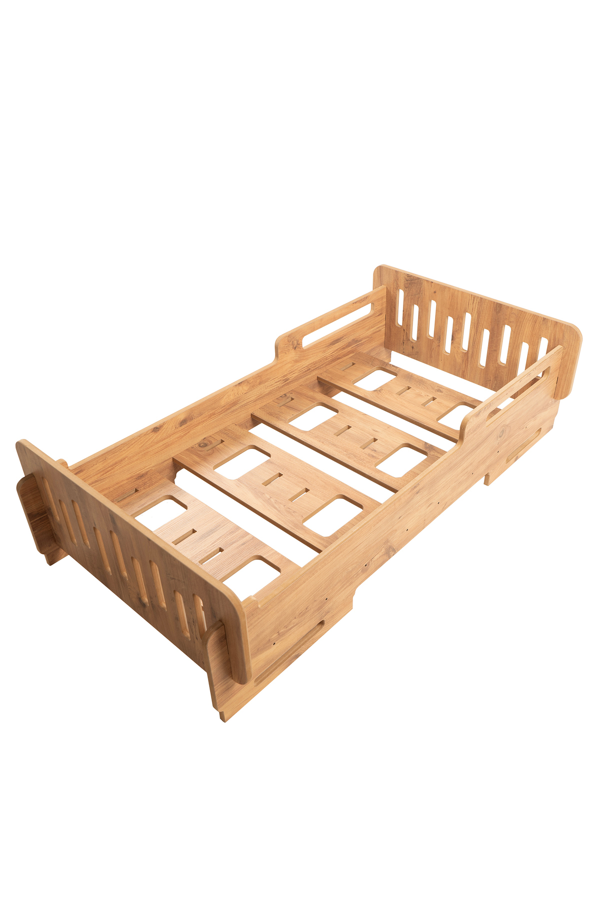 LİVİNGSTORE Industrial Living Çocuk yer yatağı - 140x70cm - Bebek ve çocuk karyolası -MDF - Ceviz fotoğrafı 4 (önizleme)