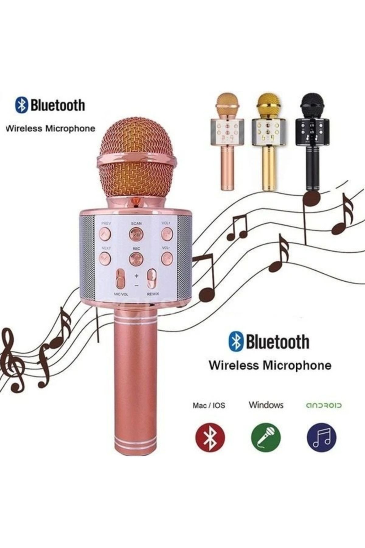 OEM-Wireless Karaoke Microphone with Built-in LED Speaker & Battery, Voice Change Function 5