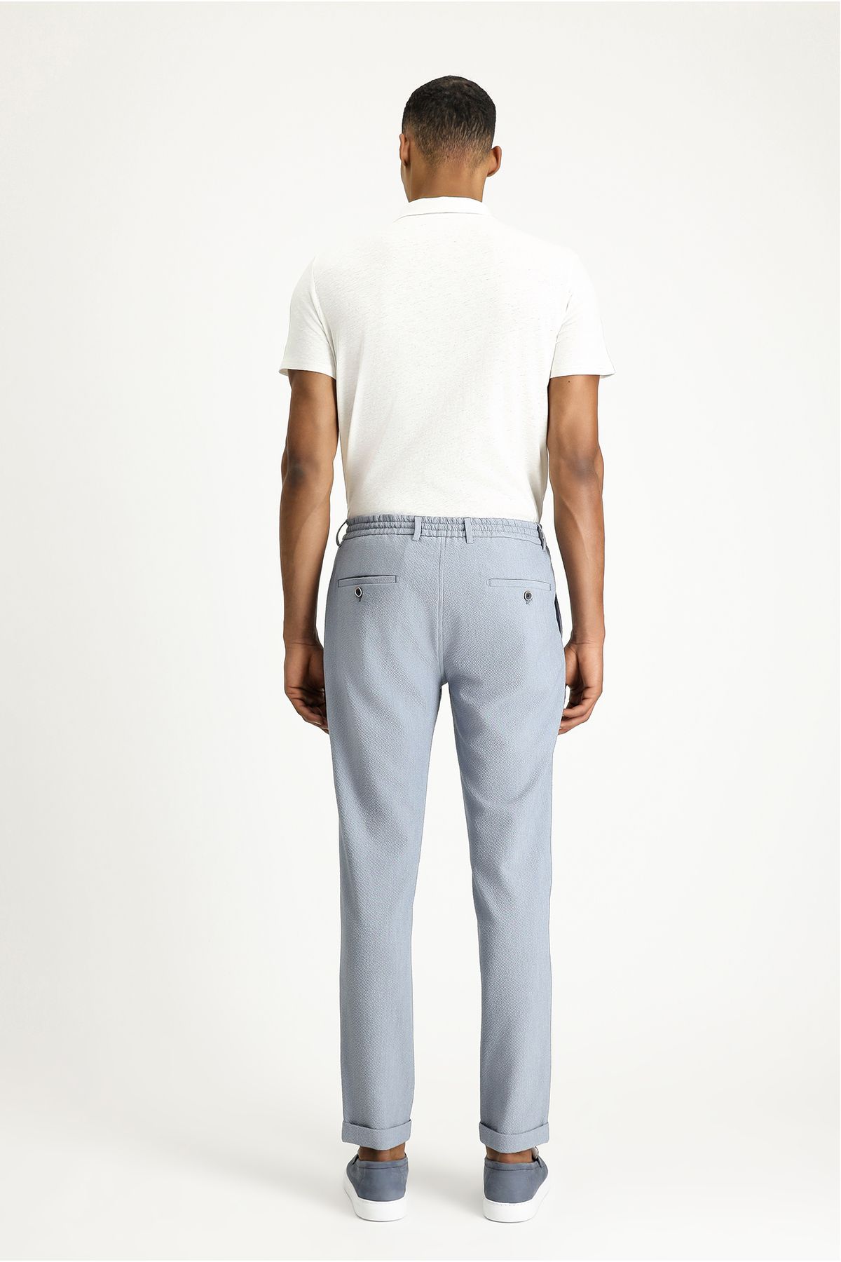 شلوار آبی مردانه Super Slim Fit فوق العاده باریک و کمر Waithful Wafer Lycra کلاسیک Kiğılı