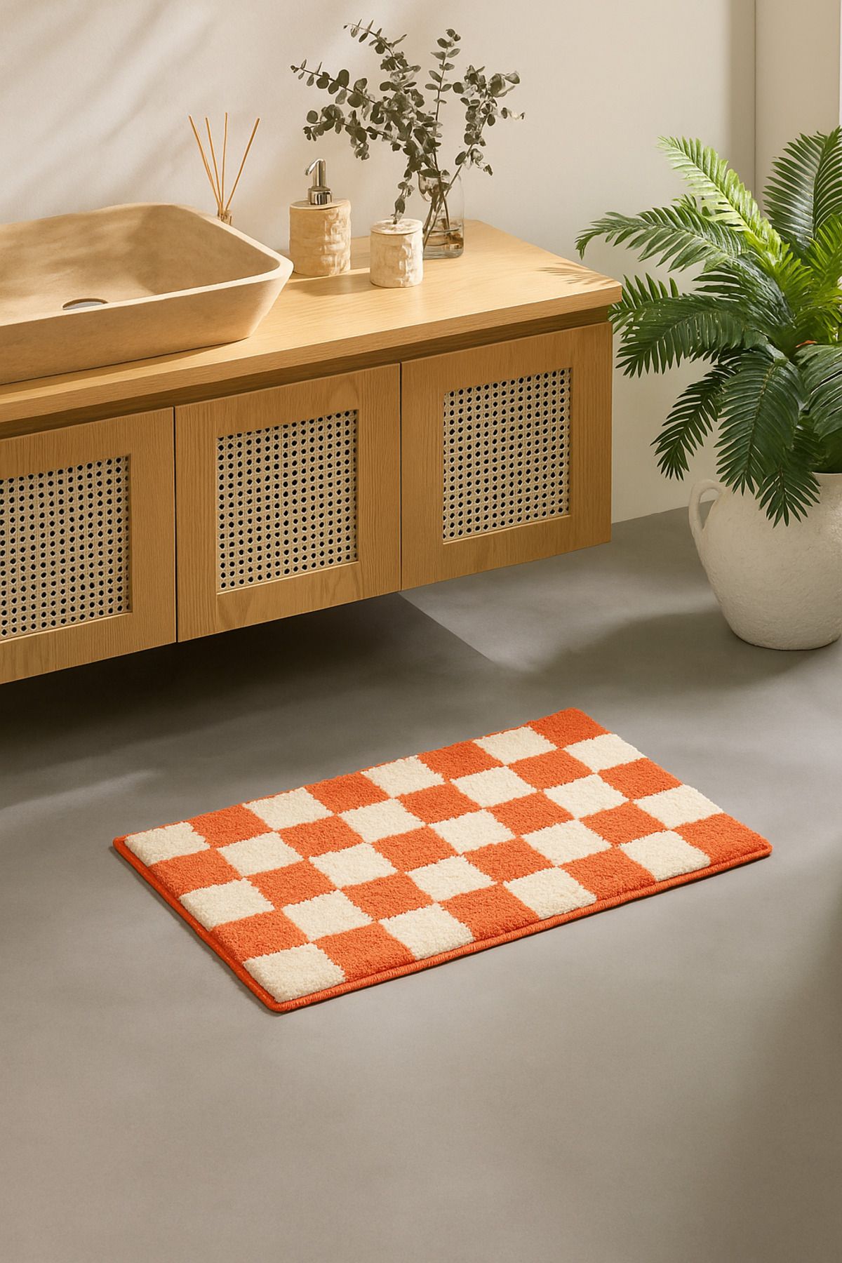 EUROBANO Chess Tekli Banyo Paspası Kaymaz Taban Yıkanabilir 60x100 cm