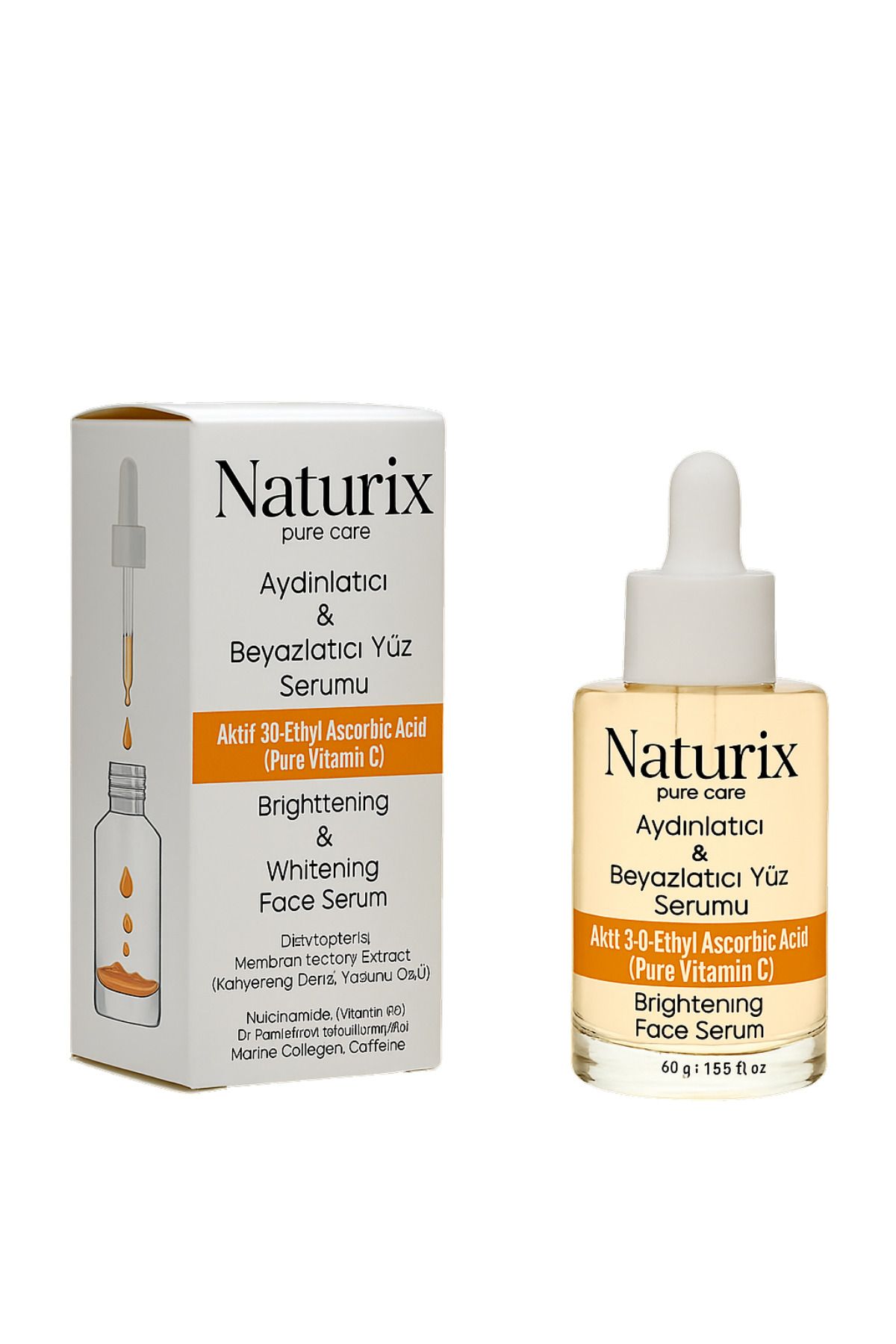 Naturix Aydınlatıcı ve Beyazlatıcı Yüz Serumu | C Vitamini | Alpha-Arbutin & Niacinamide | 30ml