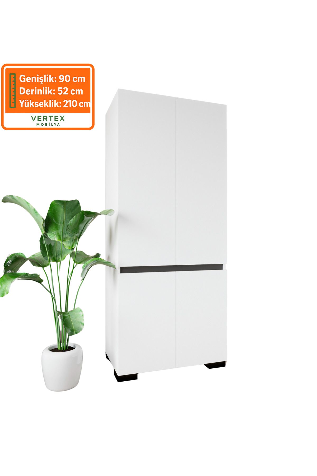 VM VERTEX MOBİLYA FLORANSA 4 KAPILI FLR-IRA BEYAZ- ANTRASİT GARDIROP