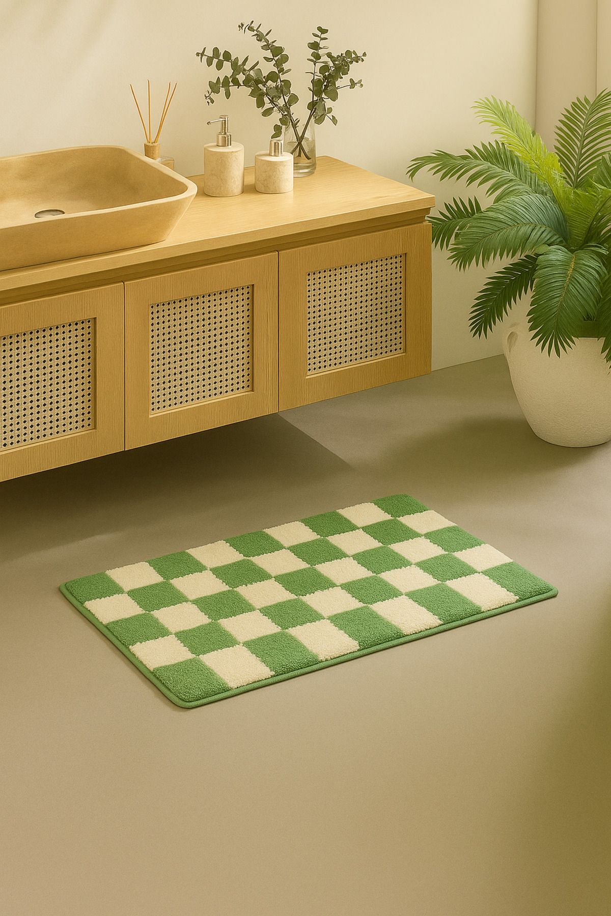 EUROBANO Chess Tekli Banyo Paspası Kaymaz Taban Yıkanabilir 60x100 cm