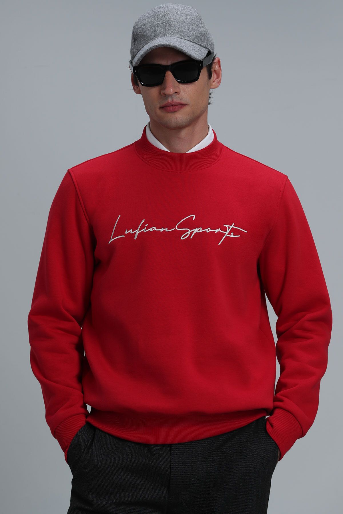 سویشرت قرمز مردانه Lowe Sweatshirt اورجینال Lufian