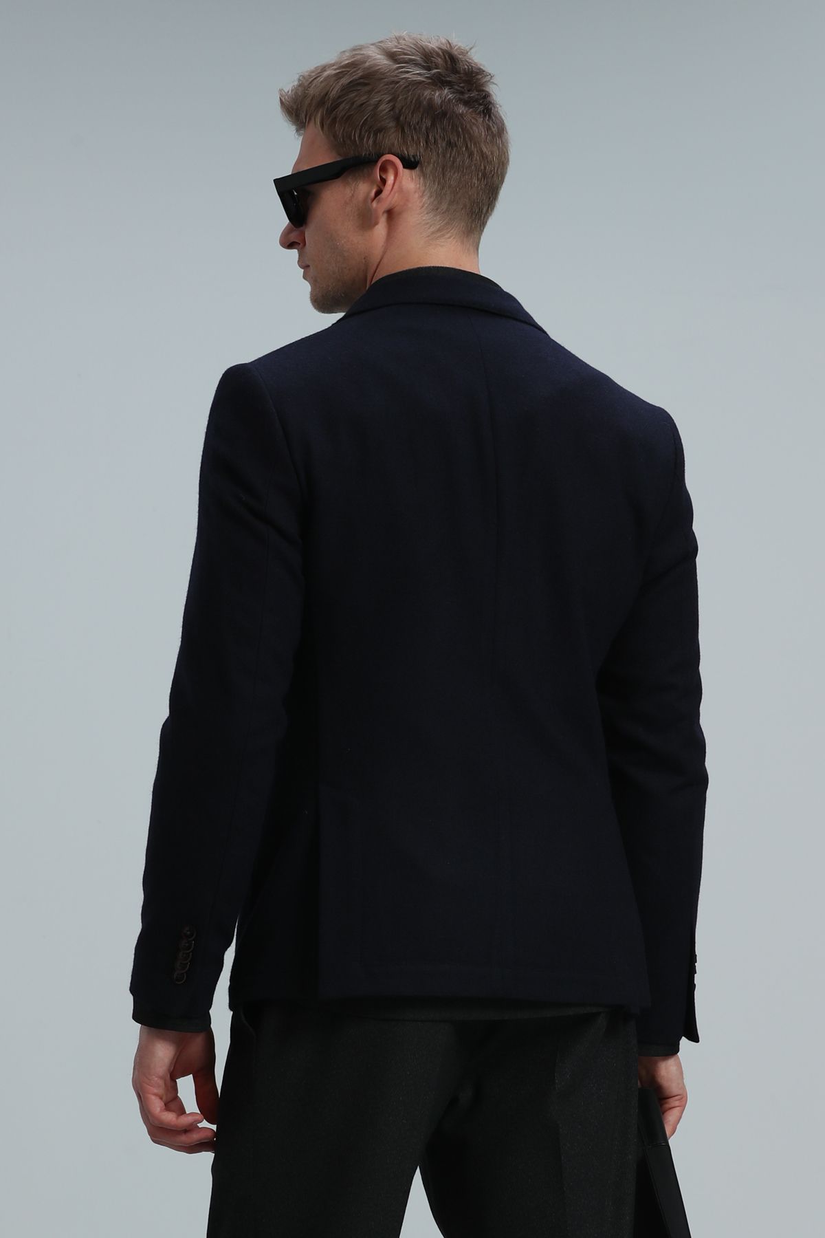 کت بلیزر آبی مردانه ژاکت Blazer Male Haly ورزشی Slim Fit Navy Blue Lufian