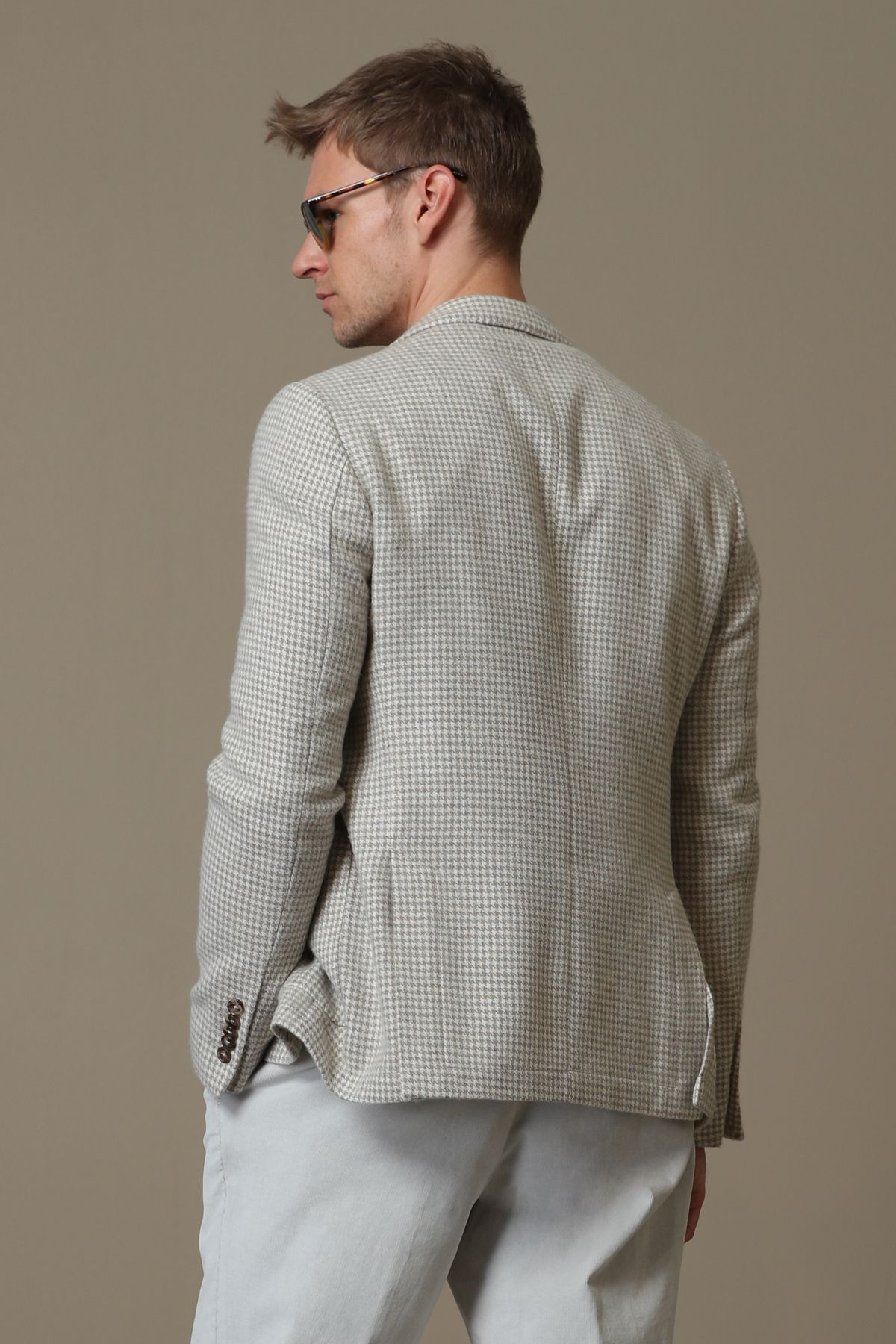کت بلیزر نود مردانه Afel Sport Caoxt Slim Fit Beige Lufian