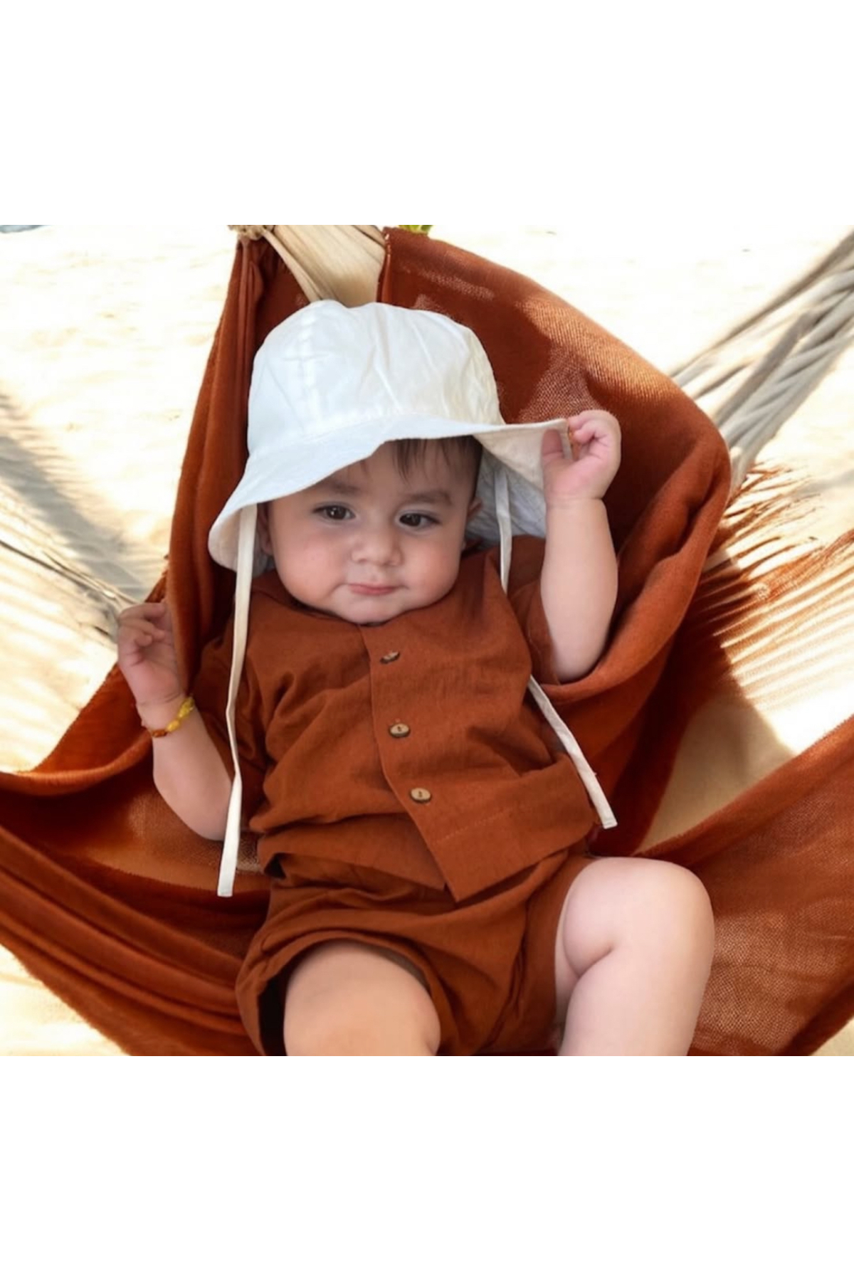 Elias Baby Erkek&kız Çocuk Unisex Yazlık-sonbahar Keten Gömlek Şort Takım Kahverengi Takım 1-5 Yaş Aralığı fotoğrafı 2 (önizleme)