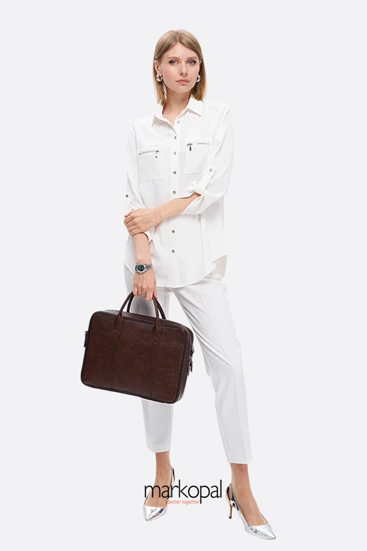 MORCA  Unisex Macbook Organizer Laptop Evrak Çantası 13" & 14" Inç S2054-1 Kahverengi - Görsel 7