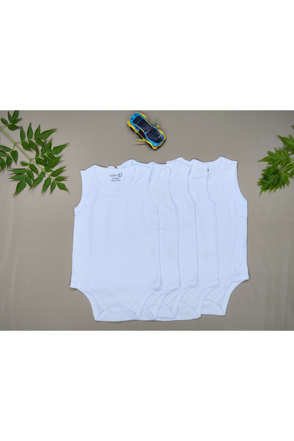 vieso % 100 Pamuk 5'li Bebek Atlet Cıtcıtlı Zıbın Body