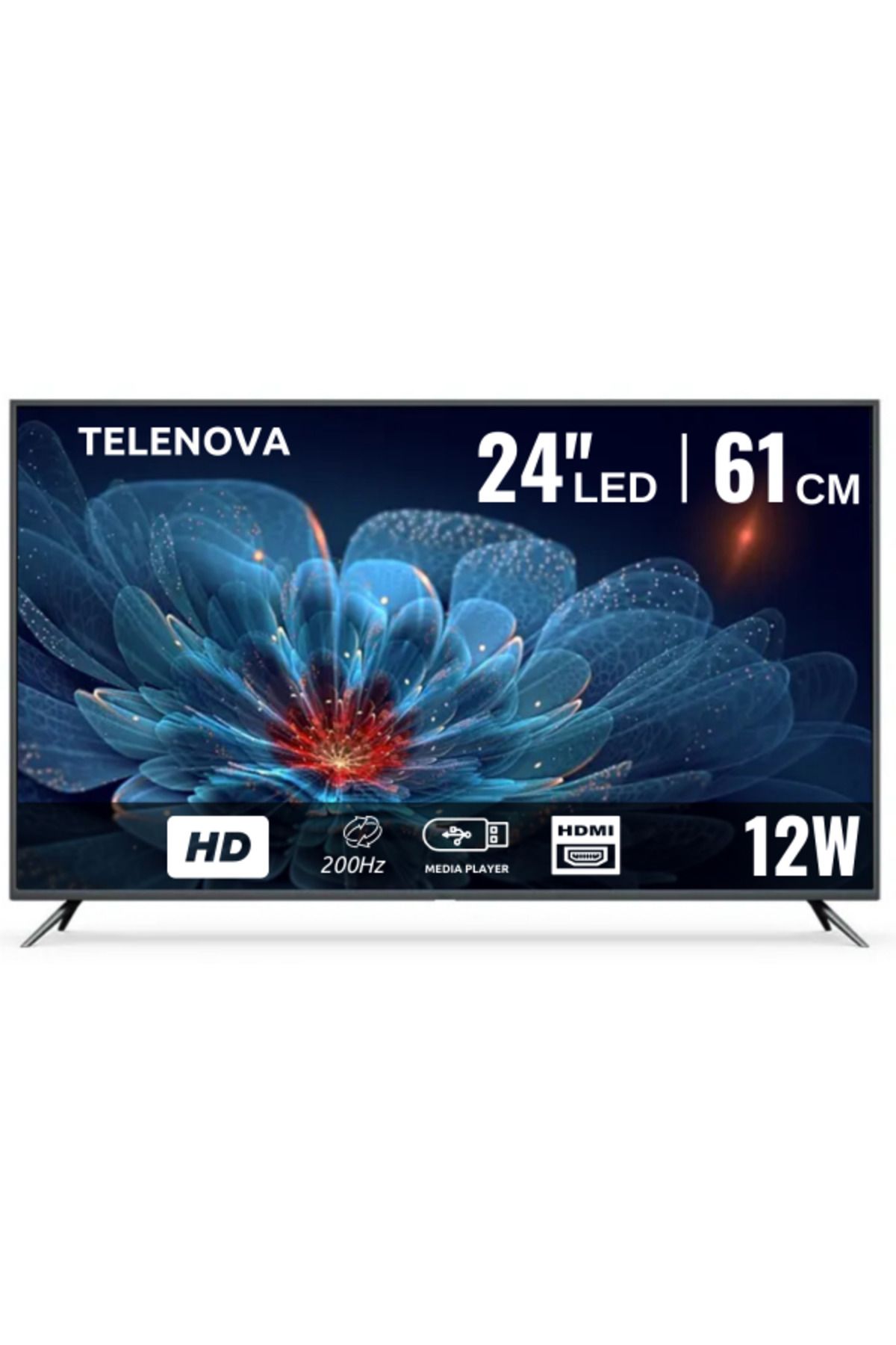 SONREİR Telenova 24” İnç 61 Ekran LED TV HD Uydu Alıcılı, 12W Destekli, Taşınabilir, Karavan, Ev, Ofis İçin