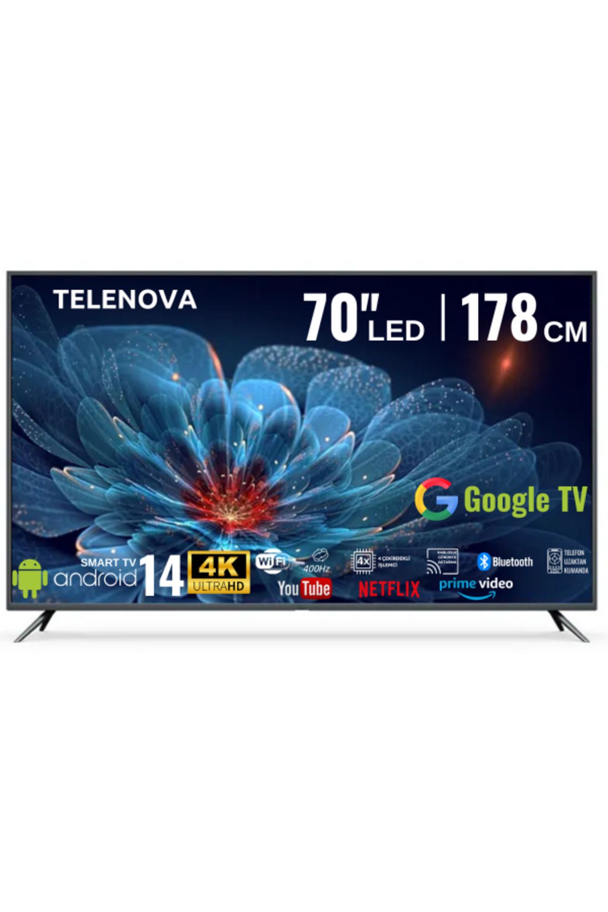 SONREİR Telenova 70 Inç 178 Ekran 4k Ultra Hd Android 14, Smart Tv Led Hdr Wifi Netflix & Youtube Destekli