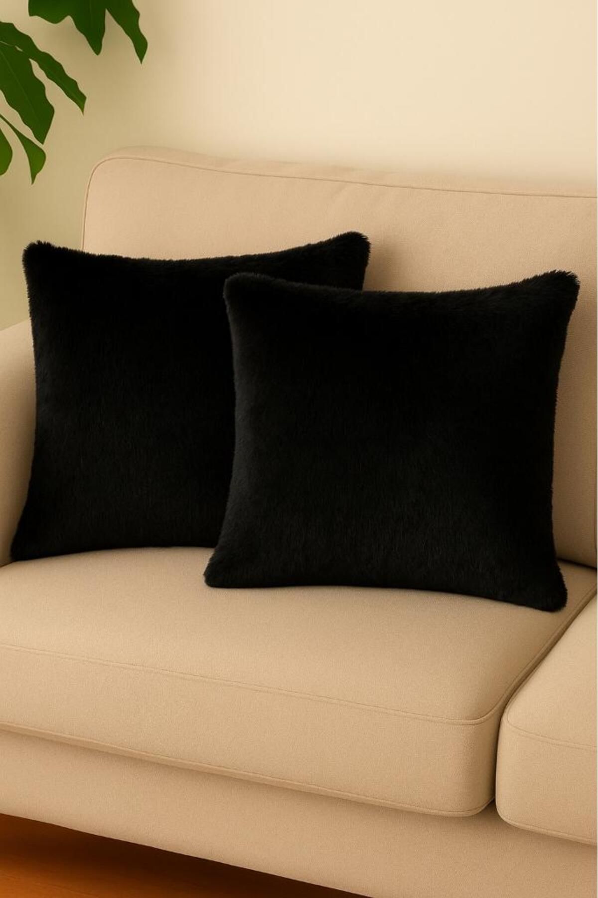 Miabella Home 2'li Peluş Kırlent Kılıfı 45x45 | Koltuk Yastık Kılıfı | Ev Dekorasyon Kırlent Yastık Kılıfı
