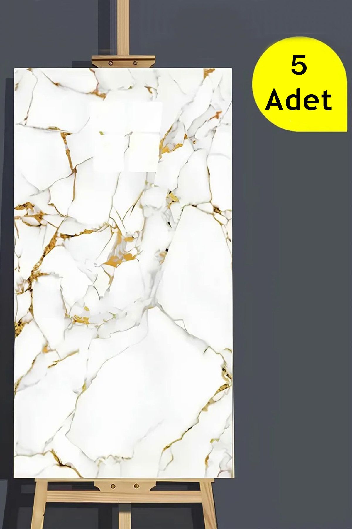 Bien Home 5 Adet Beyaz Mermer Görünümlü 30x60 Cm Kendinden Yapışkanlı Mutfak Banyo Kaplama Pvc