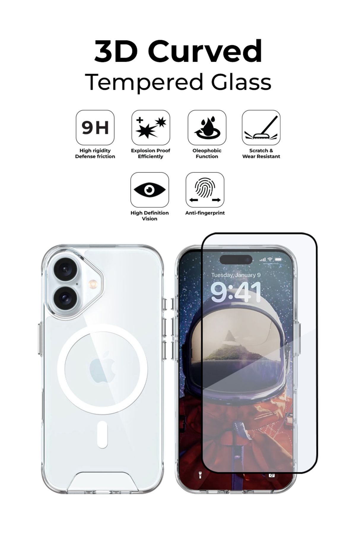 Glassology-جراب مغناطيسي شفاف لهاتف iPhone 16 مع واقي شاشة 3