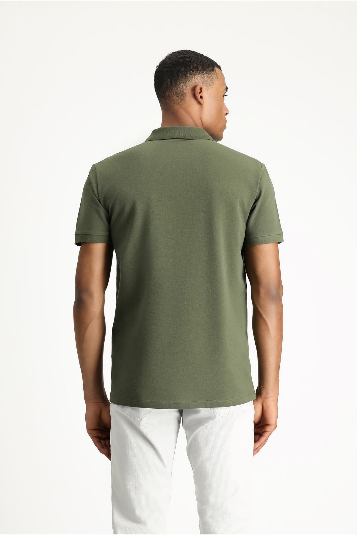 تی شرت یقه پولو سبز مردانه چوگان Slim Fit Cotton T shirt Kiğılı