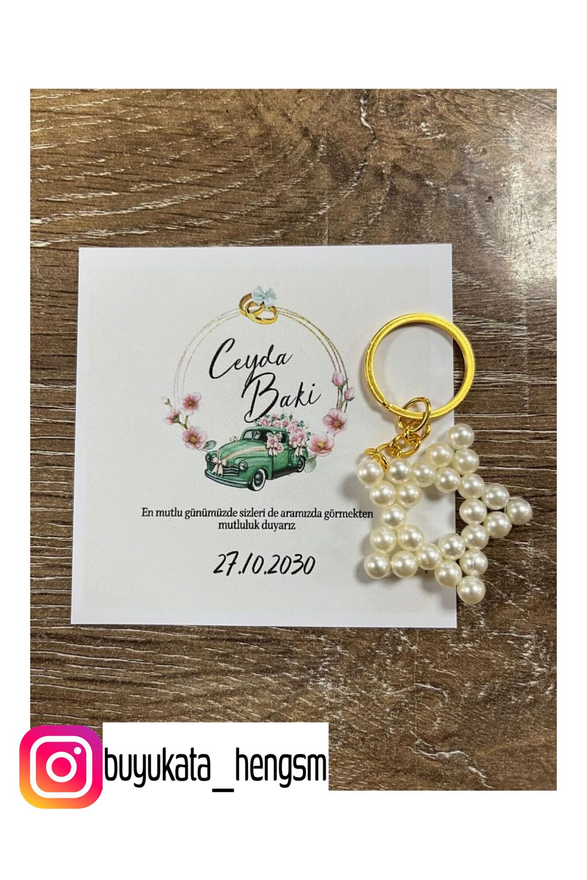 HEN GSM kisisellestirilebilir kart 15 adet inci yıldız anahtarlık nikah düğün kına nişan sünnet hafizlik