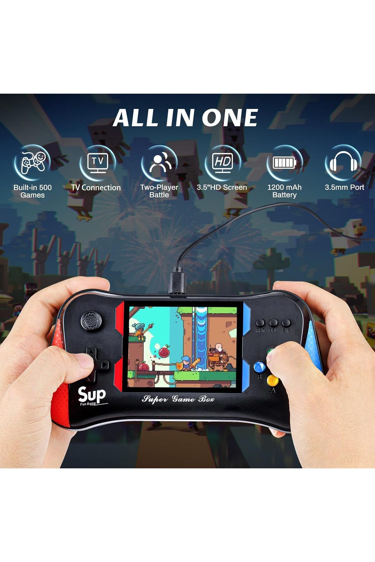 SUP-Video Game Console X7M Handheld Game Player HD/AV Output Built-in 500 Games 3