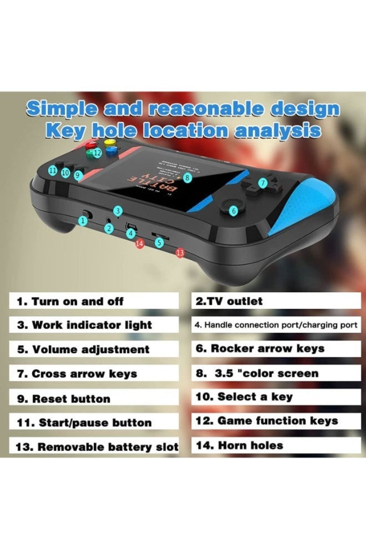 SUP-Video Game Console X7M Handheld Game Player HD/AV Output Built-in 500 Games 7