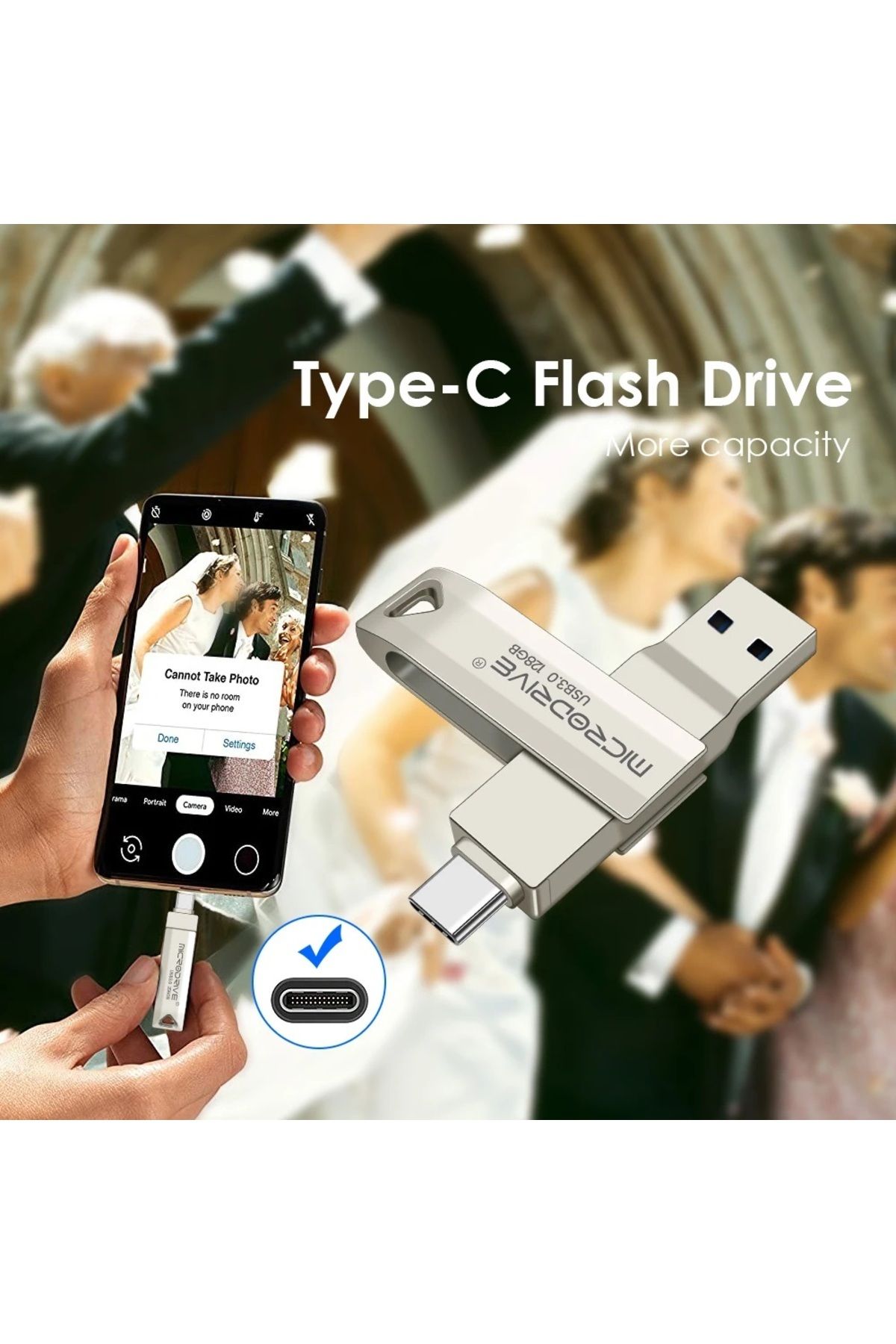 Laula-256 Gb Type C and USB Flash Memory Otg Dual Input 3.0 2in1 (Microdrive) 3