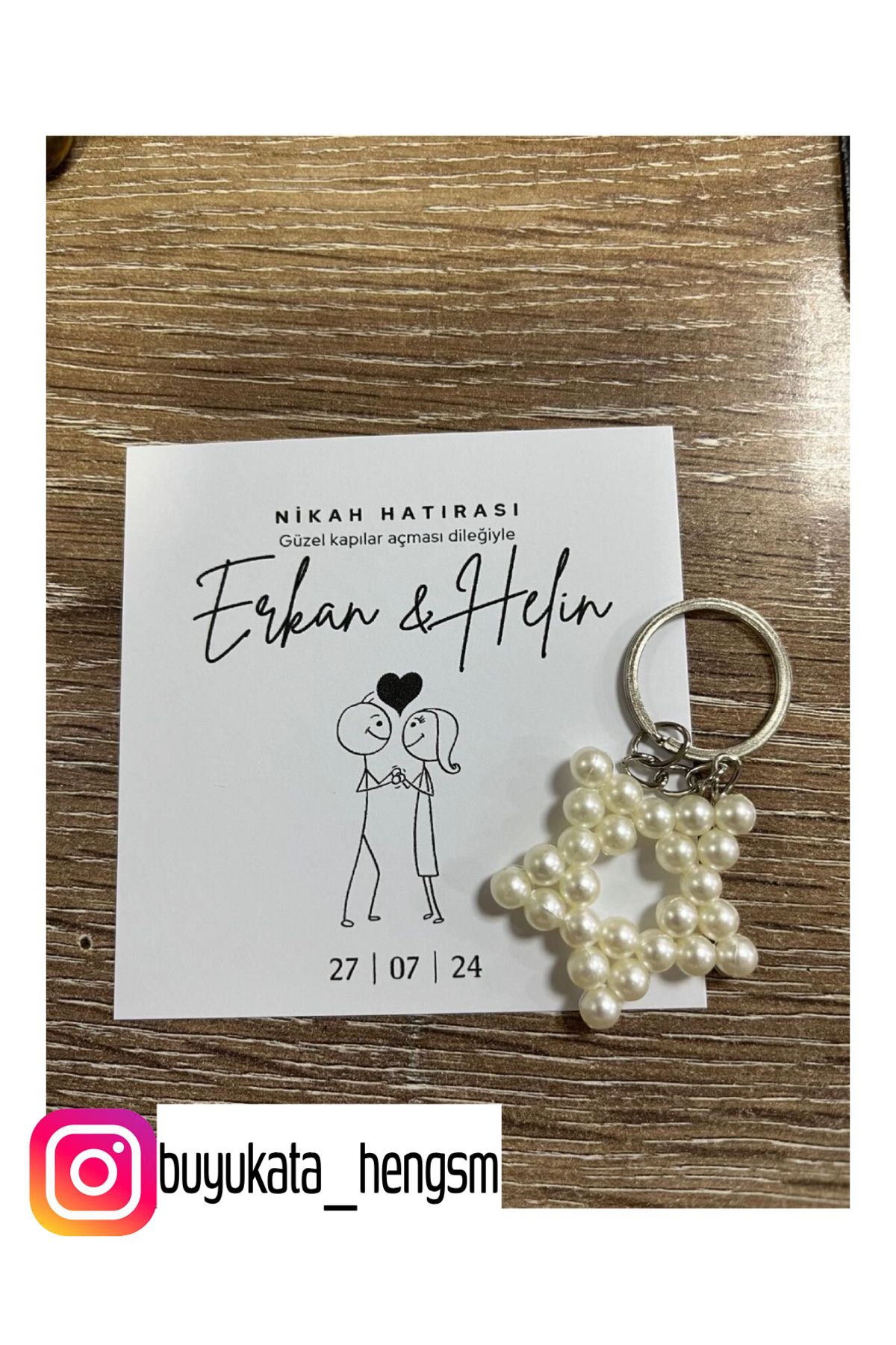 HEN GSM kisisellestirilebilir kart 15 adet inci yıldız anahtarlık nikah düğün kına nişan sünnet hafizlik