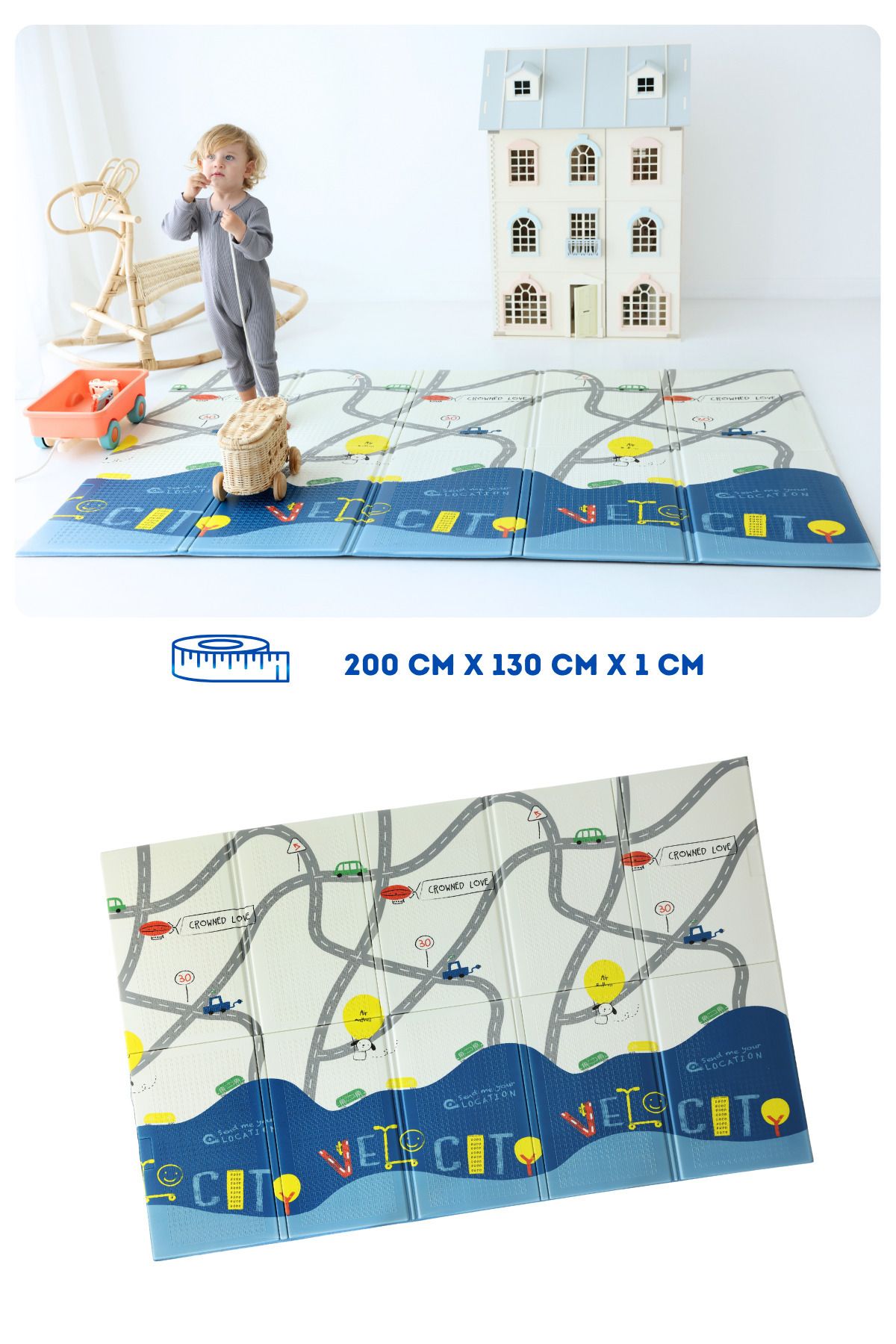 Coolmats Katlanabilir Çocuk Oyun Halısı, 200x130x1 cm Oyun Matı