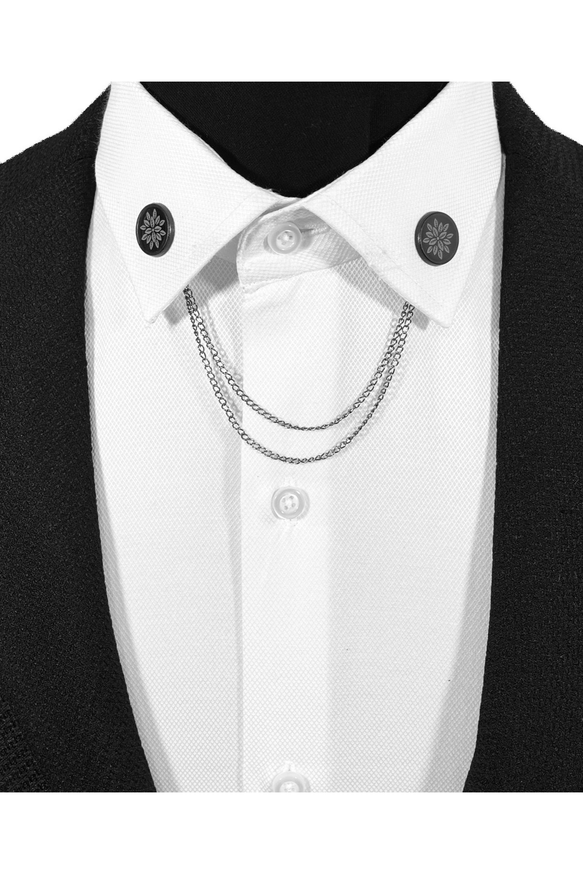  سنجاق سینه/زنجیر یقه فلزی مشکی طرح گل لوتوس