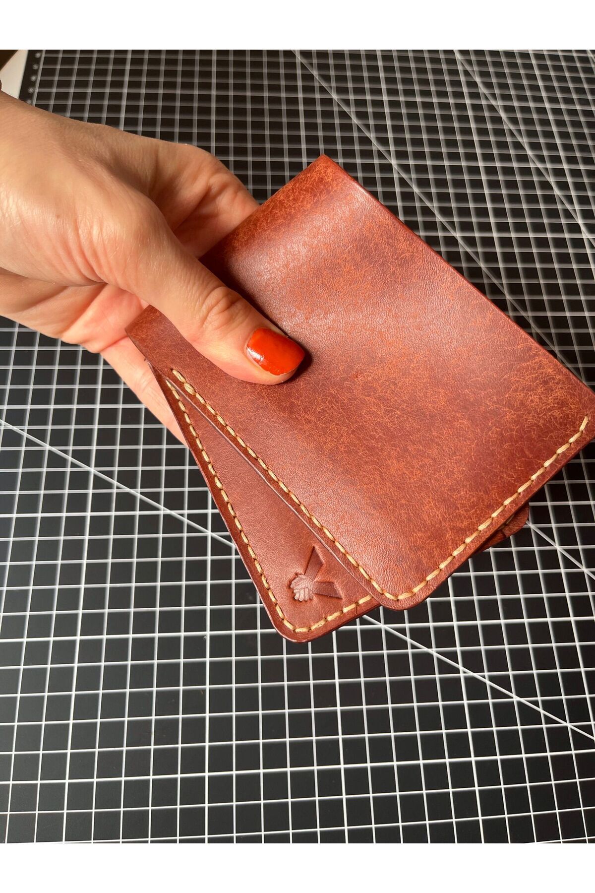 HAT Leather Gerçek Italyan Derisinden ''bifold V1'' Bifold Cüzdan- Kiremit