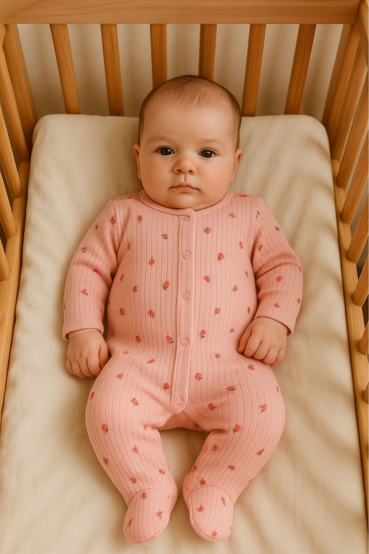 Minytrendy 2'li Kız Bebek Yenidoğan Tulum Set Çiçek Desenli Esnek Çıtçıtlı Tulum Hastane Çıkışı Bebek fotoğrafı 2 (önizleme)