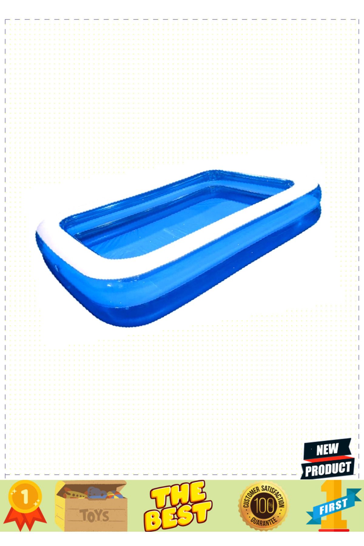 OMZ-Inflatable Pool Blue Rectangular Pool 201 X 150 X 51 cm Sea Pool Garden Pool 6