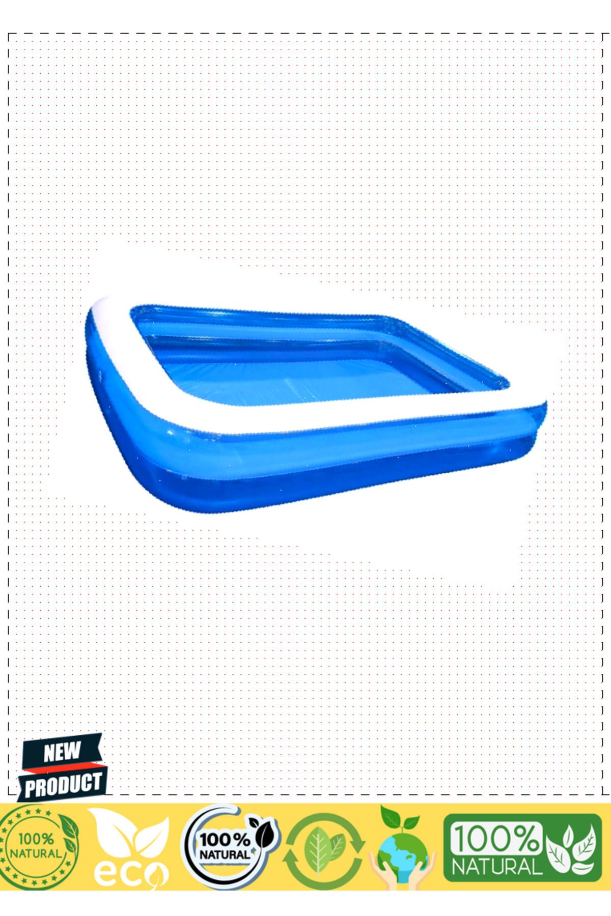 OMZ-Inflatable Pool Blue Rectangular Pool 201 X 150 X 51 cm Sea Pool Garden Pool 2
