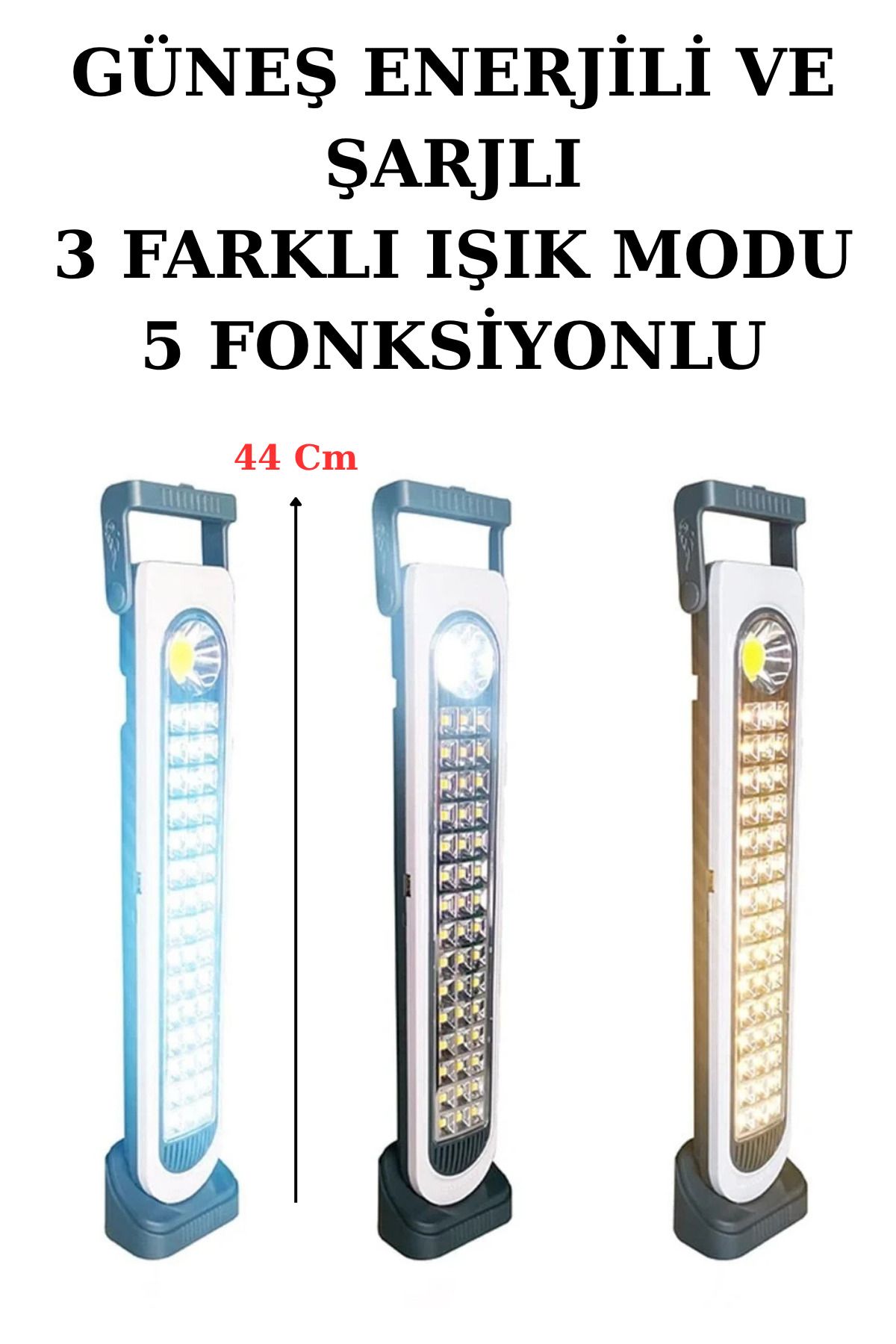 harry 45 Ledli 45 Watt Güneş Enerjili ve Şarjlı Işıldak 5 Fonksiyonlu Aydınlatma Feneri Kamp Lambası