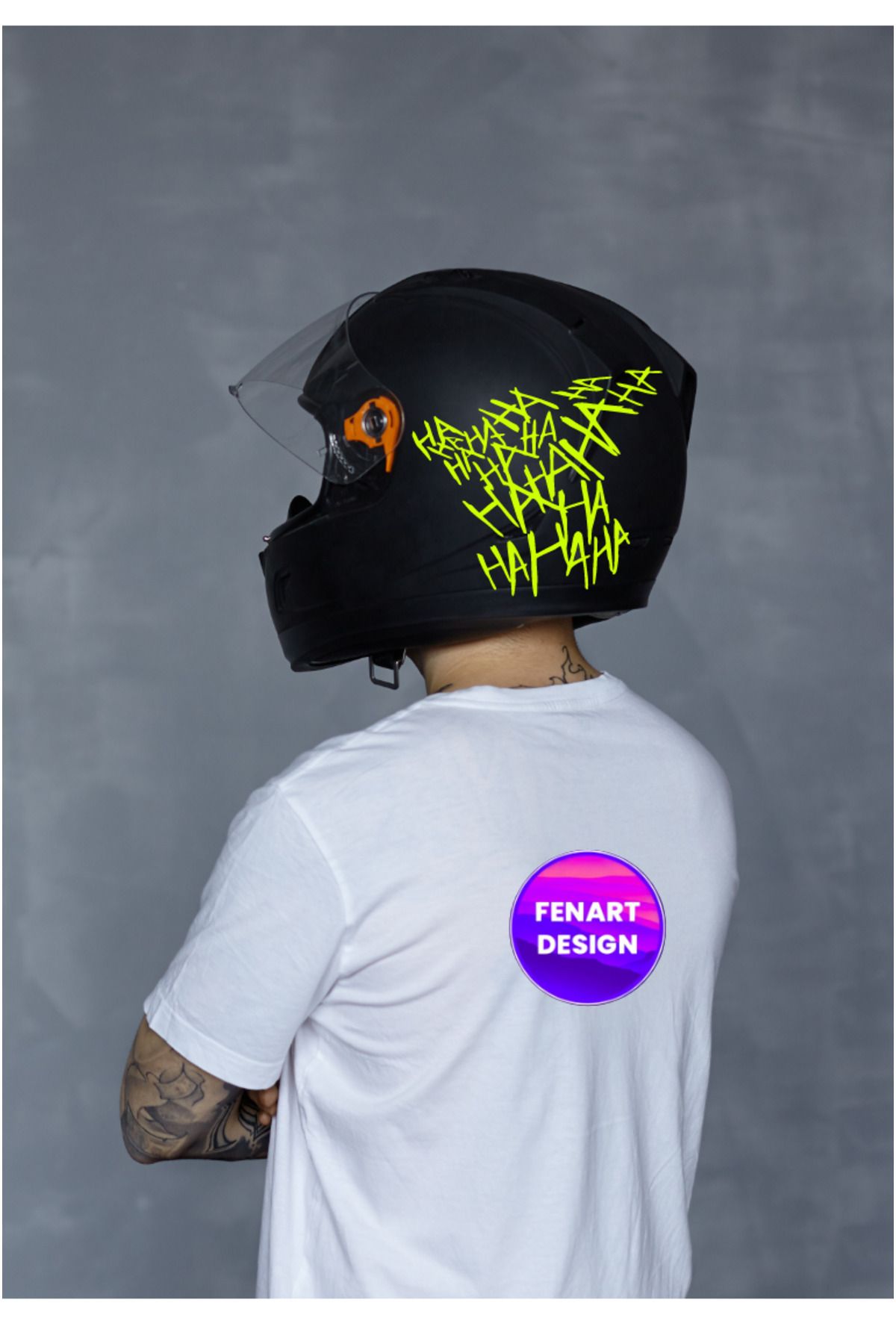 Nenya HA HA HA HA Yazı Motor Kask Araba Oto Sticker Sarı