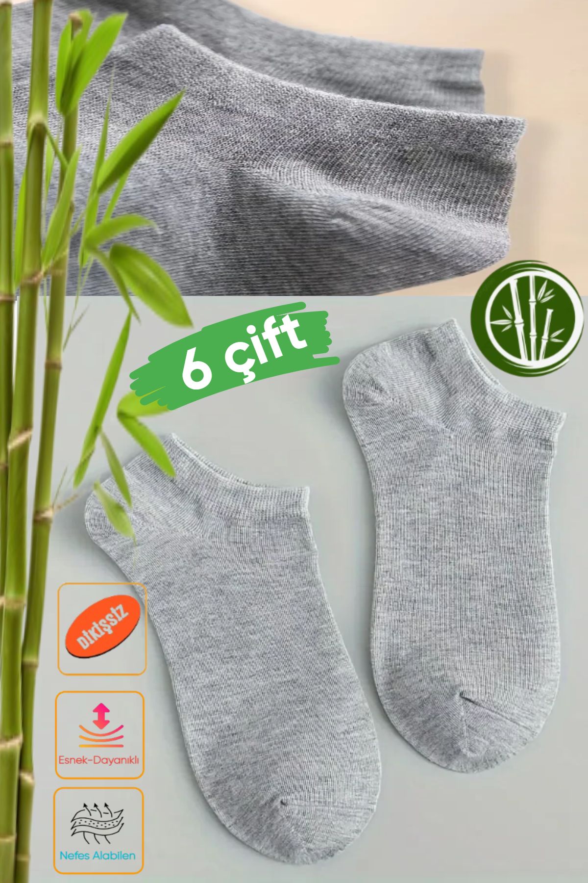 Esinti Kadın Bambu Sneaker Çorap 6'lı | Dikişsiz, Görünmez, Kokulu, Soft Yıkama
