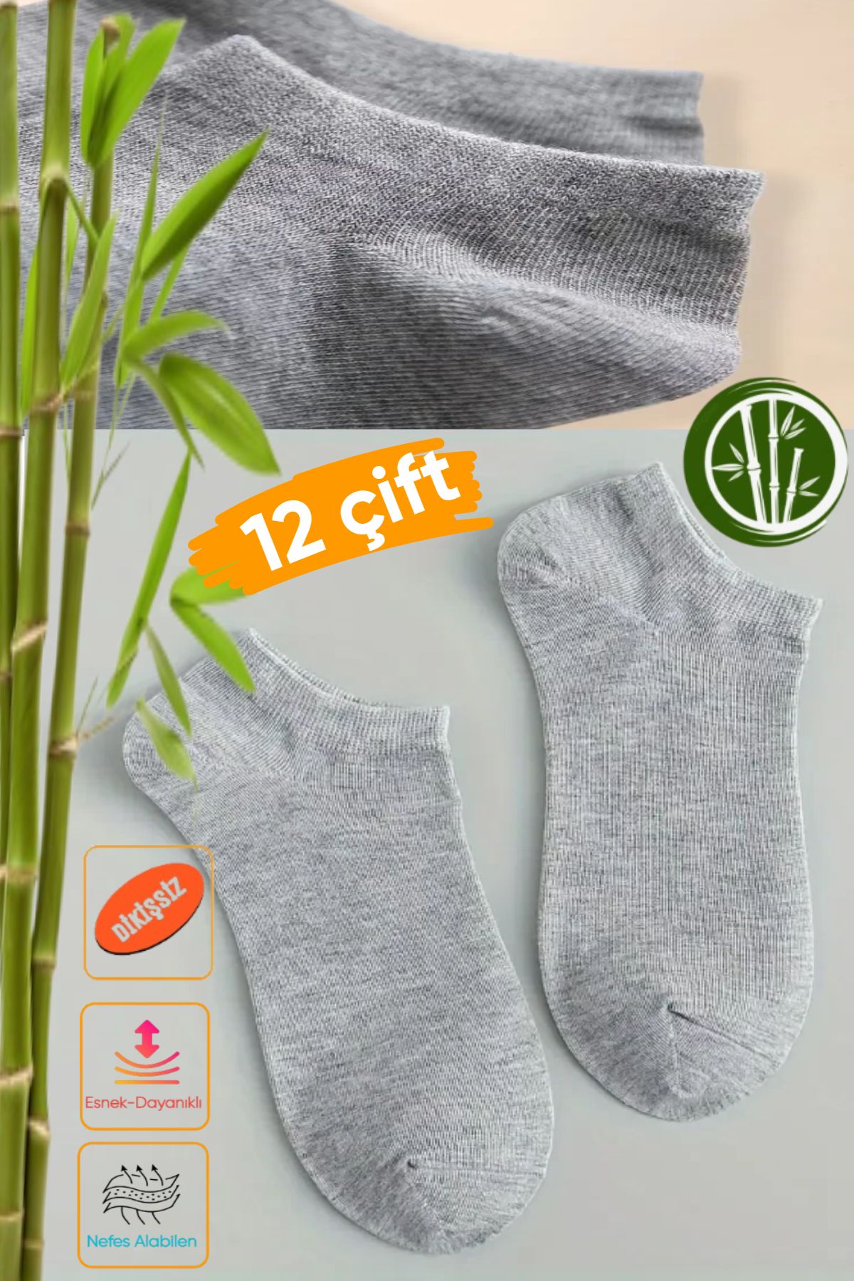 Esinti Kadın Bambu Görünmez Sneakers Çorap 12 Çift | Dikişsiz, Kokulu, Yumuşak