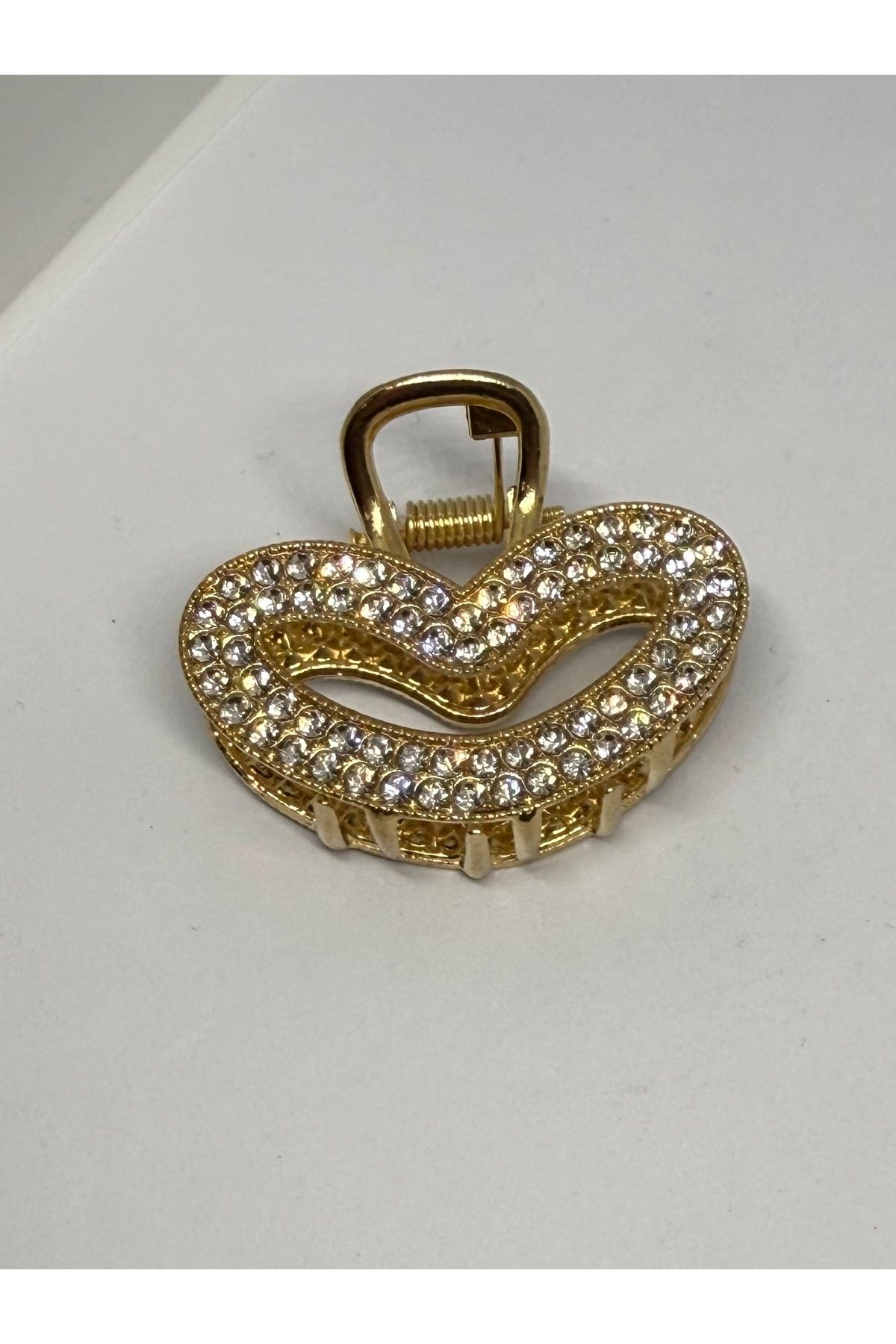 Gulsah's Store Metal taşlı kalpli gold toka