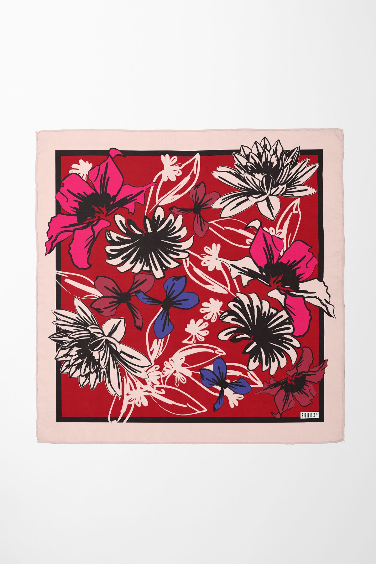 Sozakko Bold Flowers Twill Kadın Saç & Boyun Aksesuarı – Bandana ve Fular