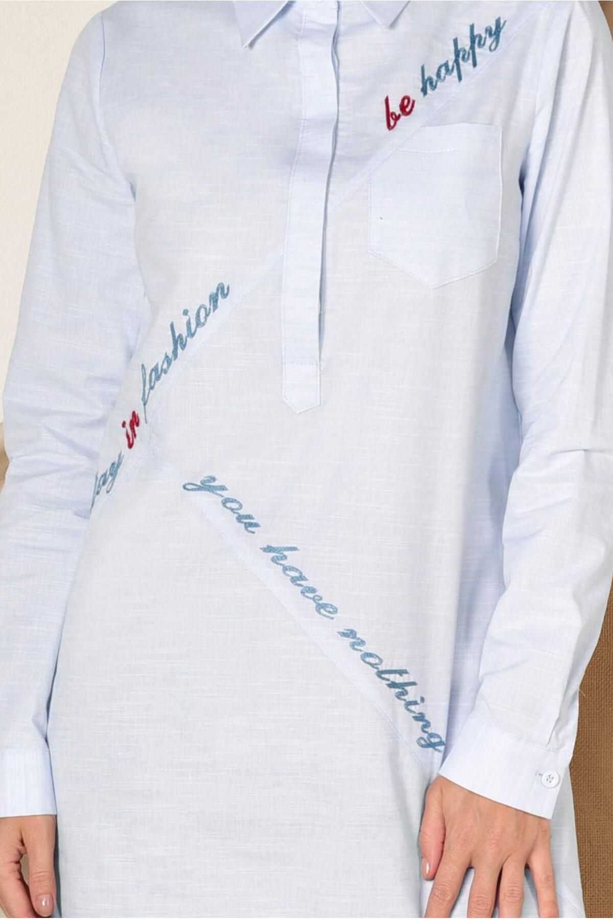 Alvina-Front Half Button Written Tunic 4055 4