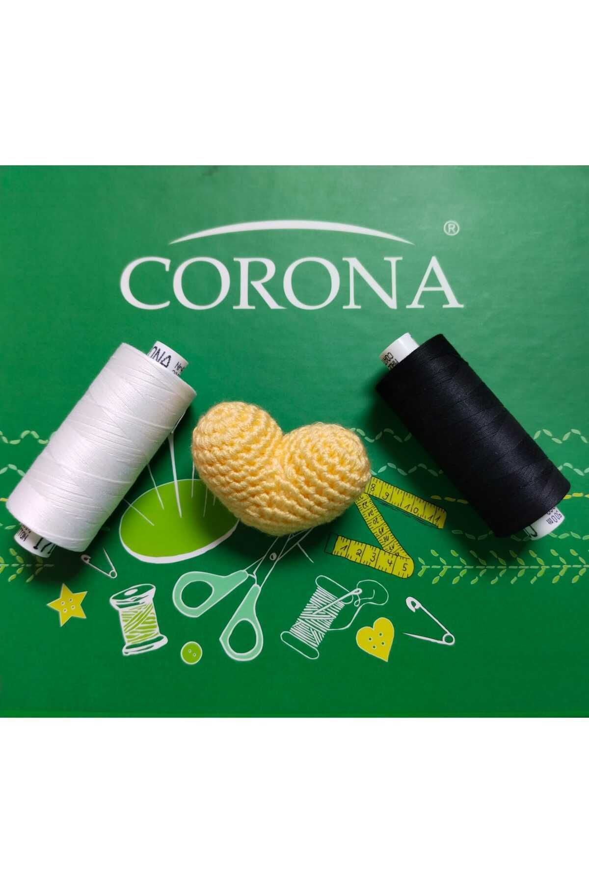 Corona 500 metre Siyah ve Beyaz Pamuk Dikiş İpi (2 adet)