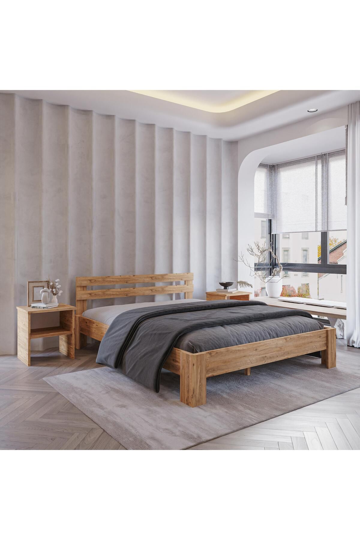 RENAZZO Letto Atlantik Mdf Set Karyola | Tek Ve Çift Kişilik Yatak Uyumlu, Kolay Kurulum