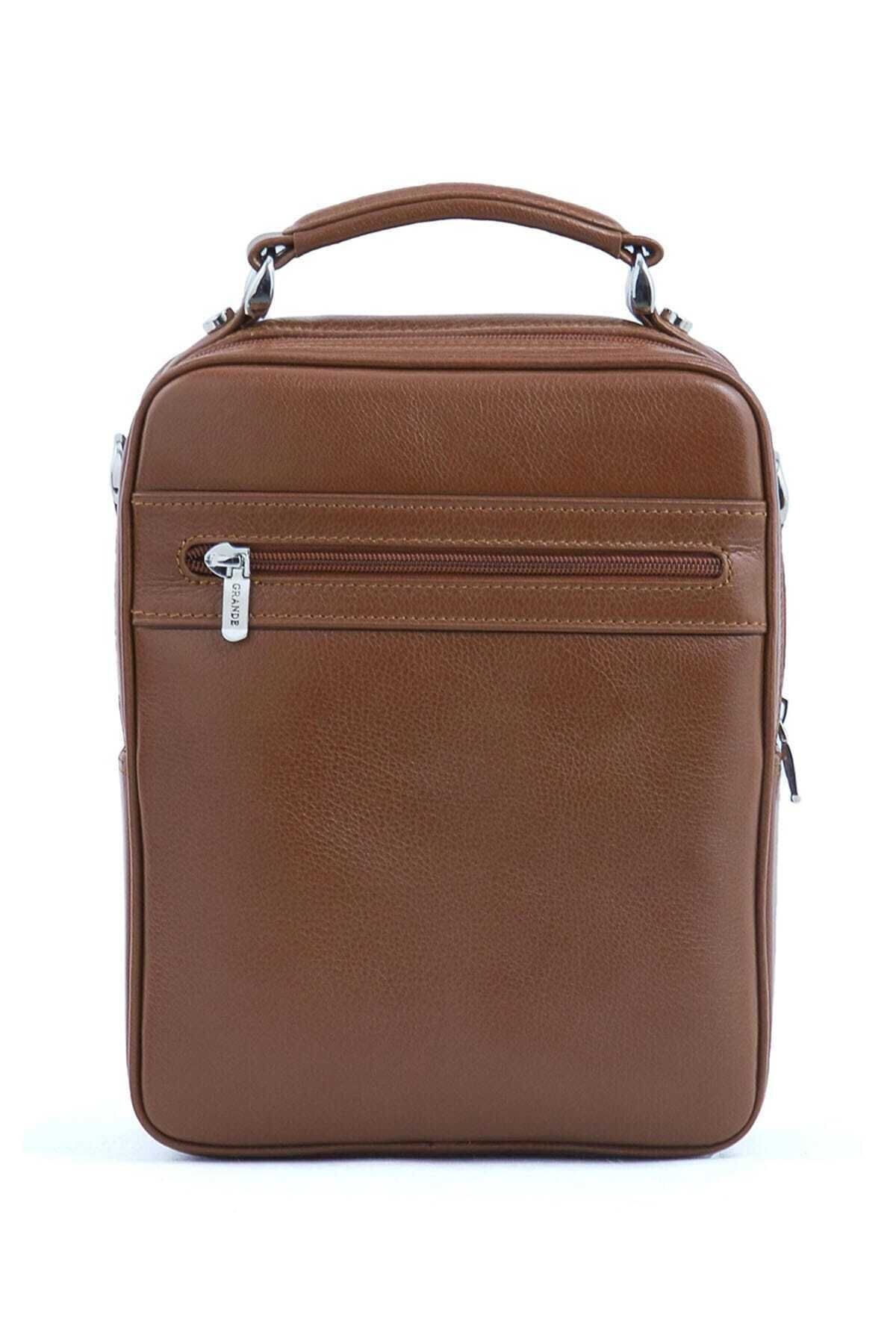 Grande-Tan Men's Handbag Grande4589Khaki Leather Tan 4